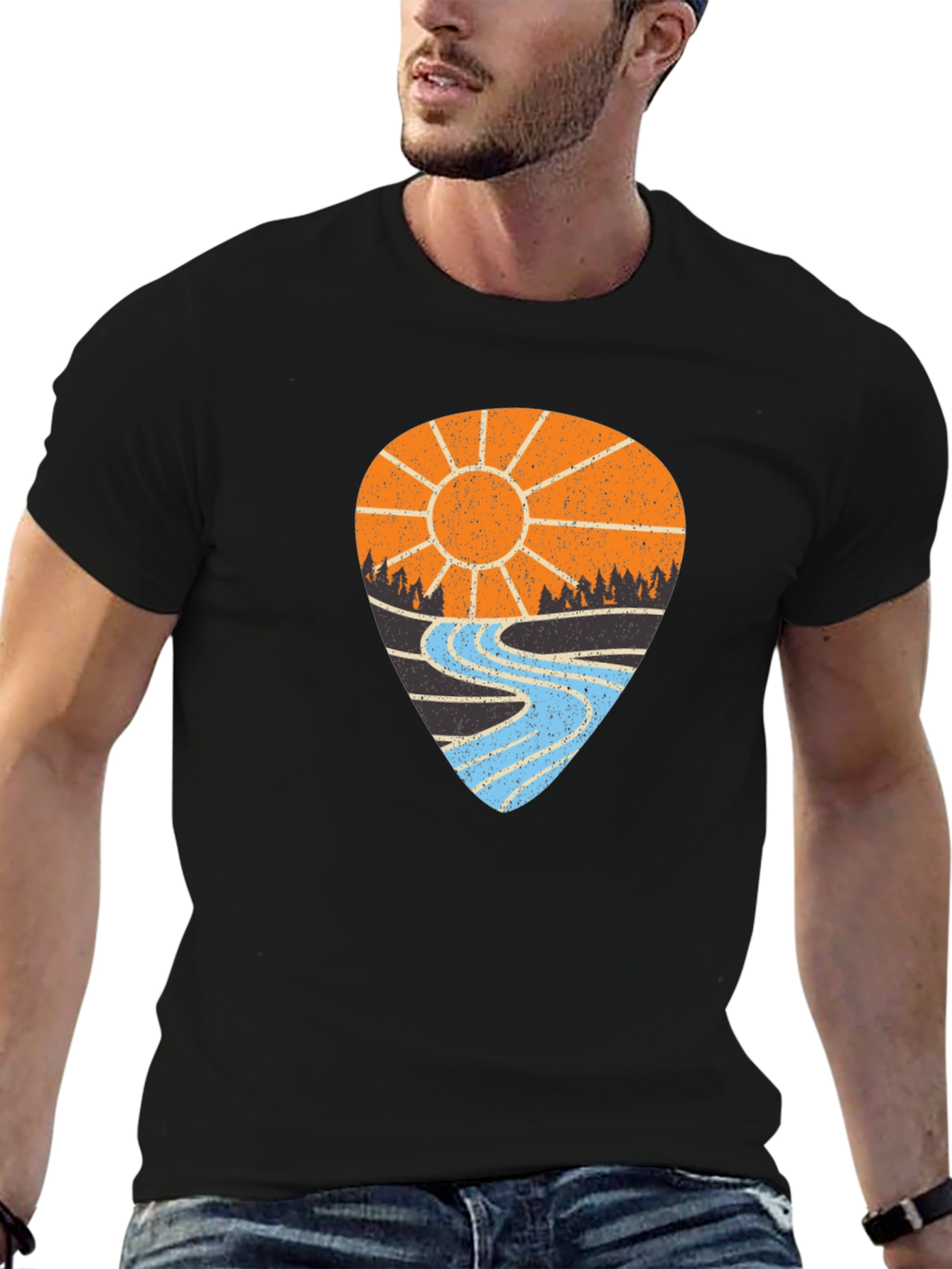 Nature Scene Graphic Tee - Black