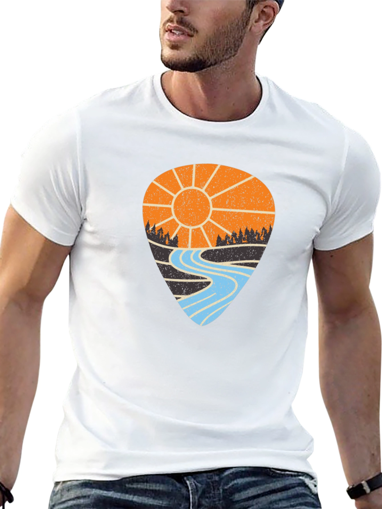Nature Scene Graphic Tee - Black