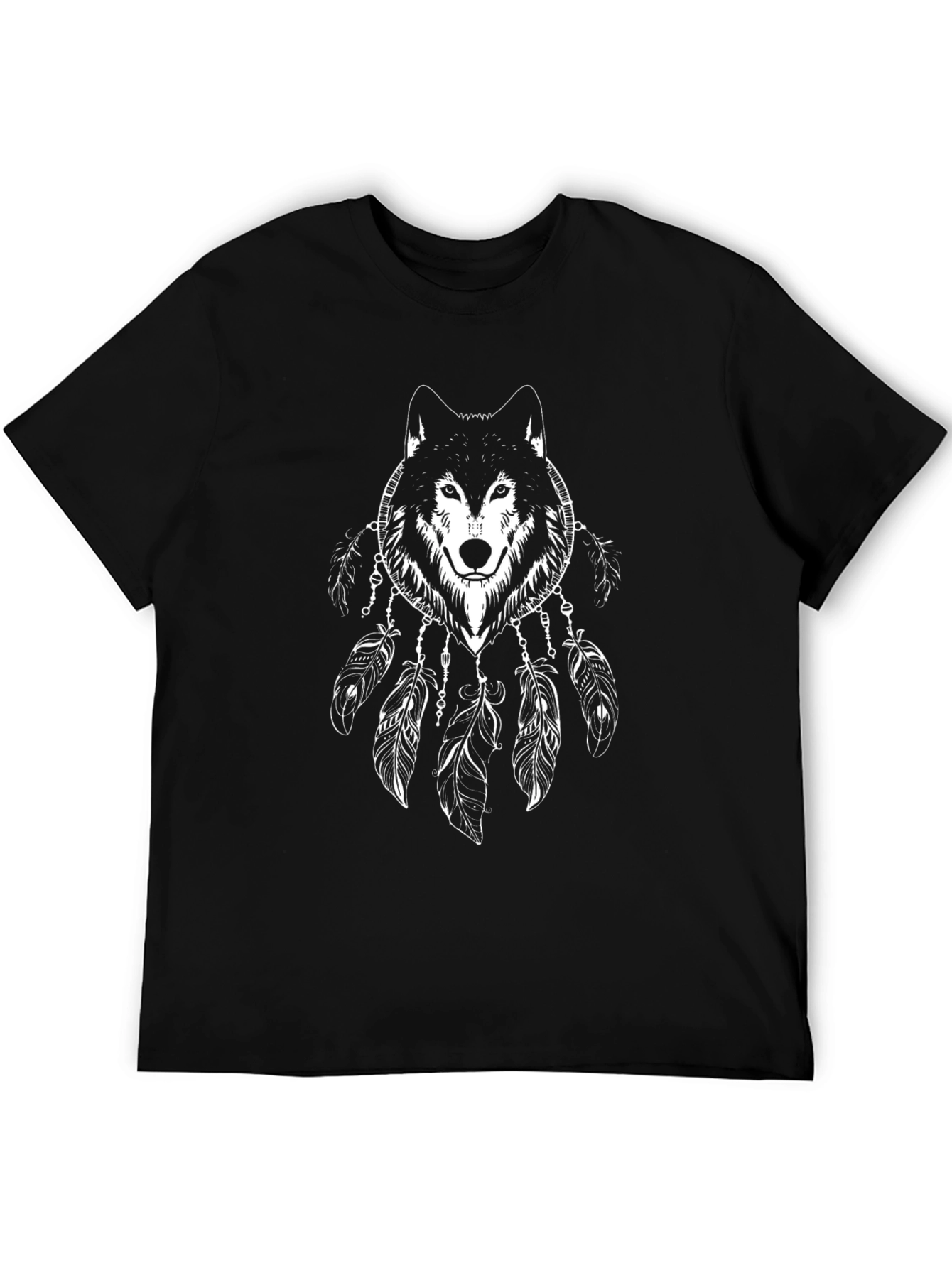 Wolf Dreamcatcher Graphic Tee - Black