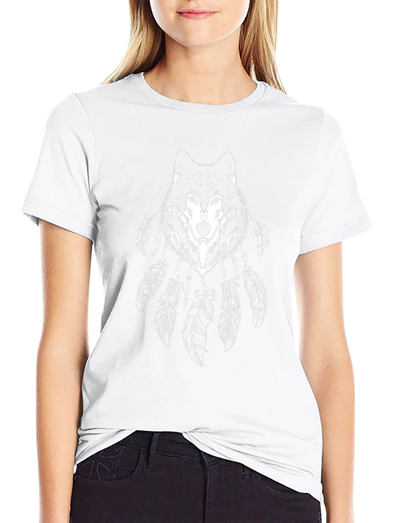 Wolf Dreamcatcher Graphic Tee - Black