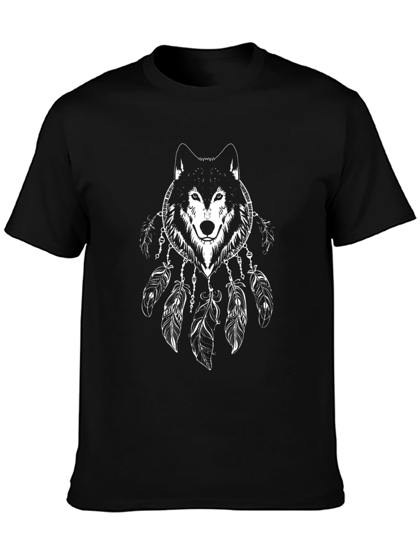 Wolf Dreamcatcher Graphic Tee - Black