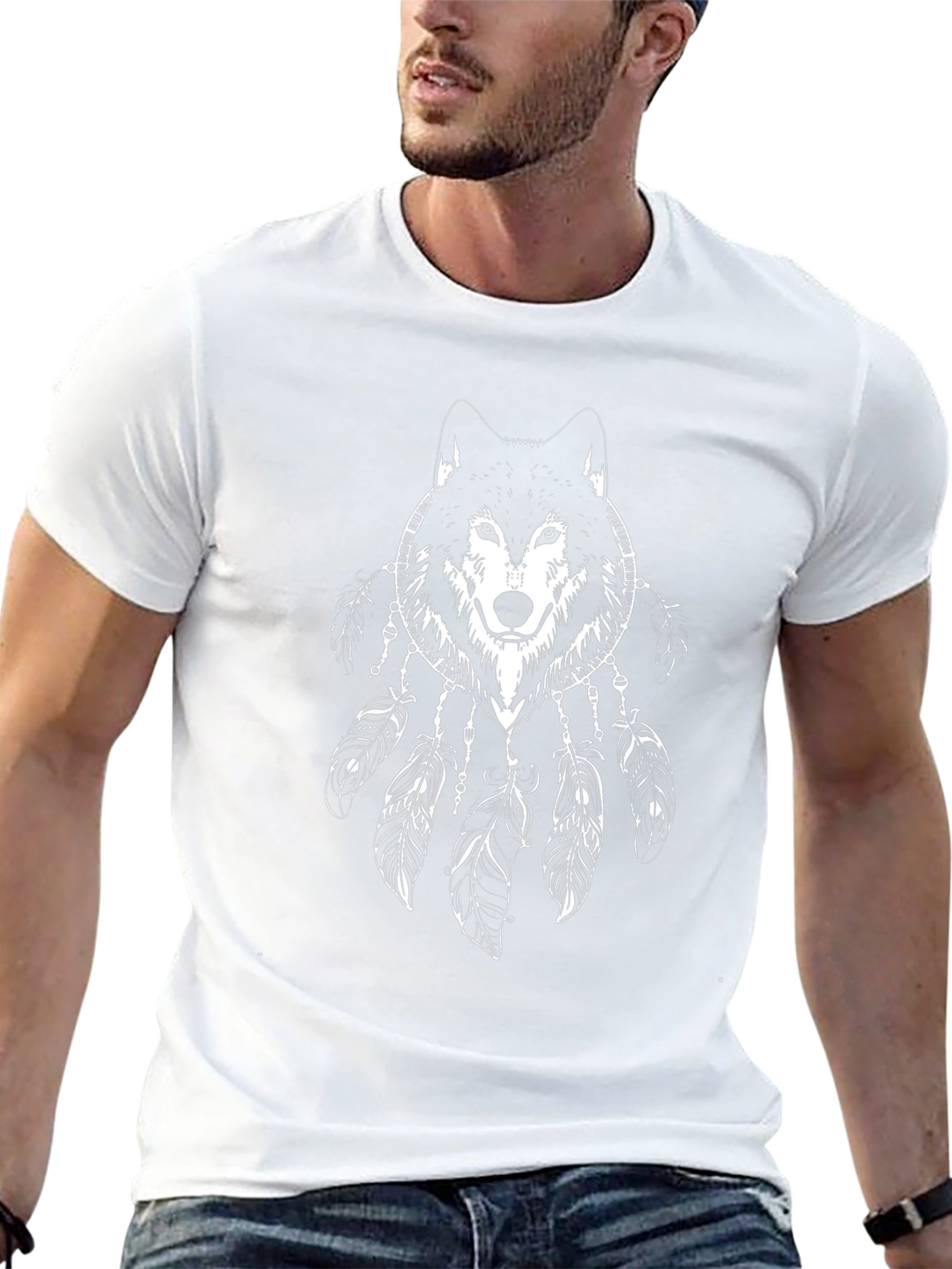 Wolf Dreamcatcher Graphic Tee - Black
