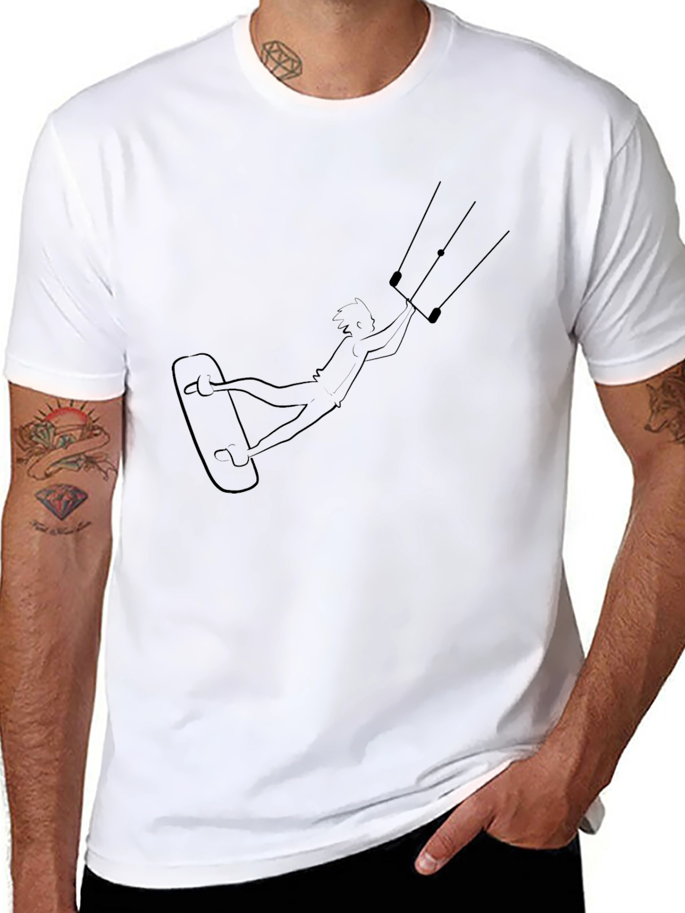 Kitesurfing Graphic Tee - Black Cotton T-Shirt