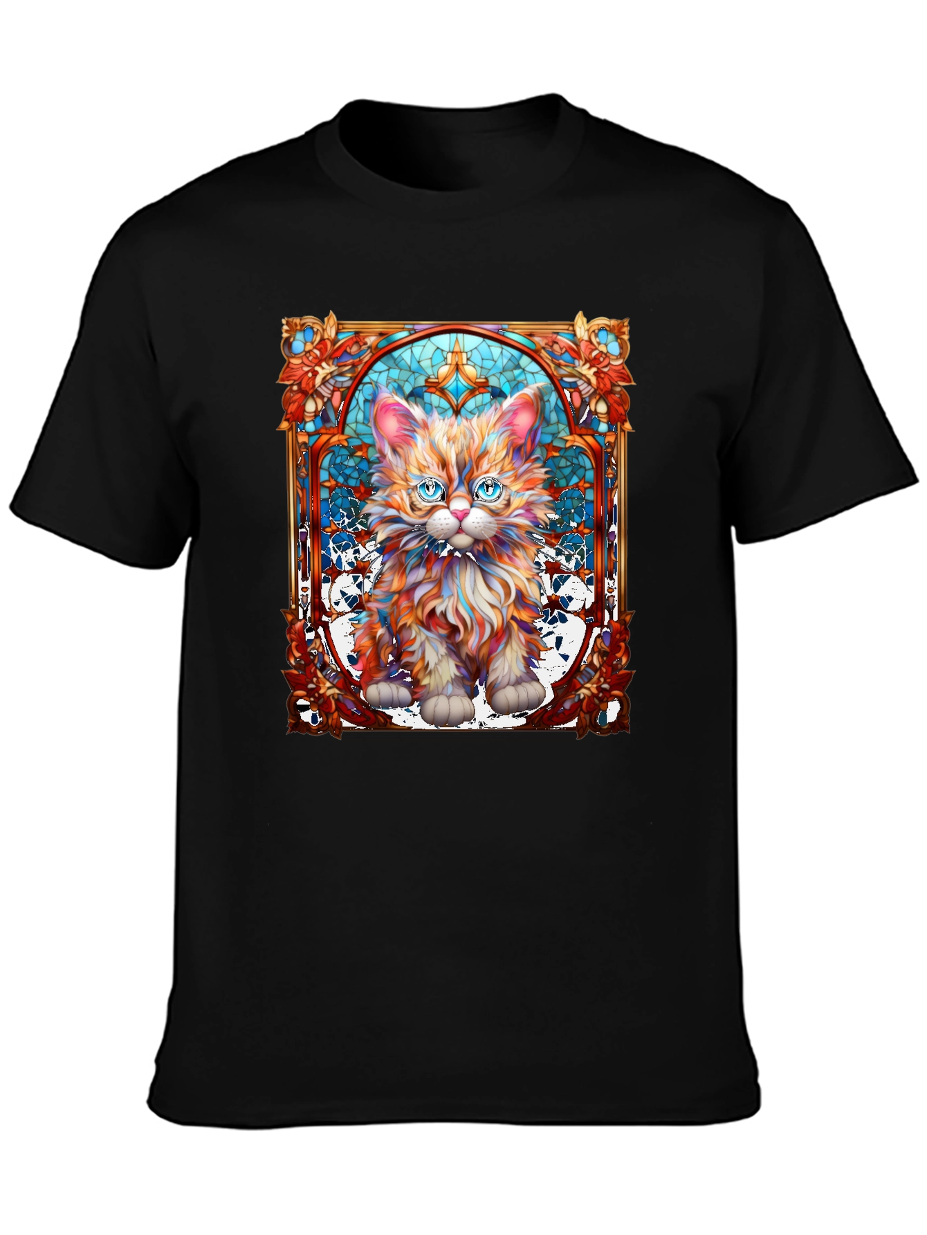 Stained Glass Cat Graphic Tee