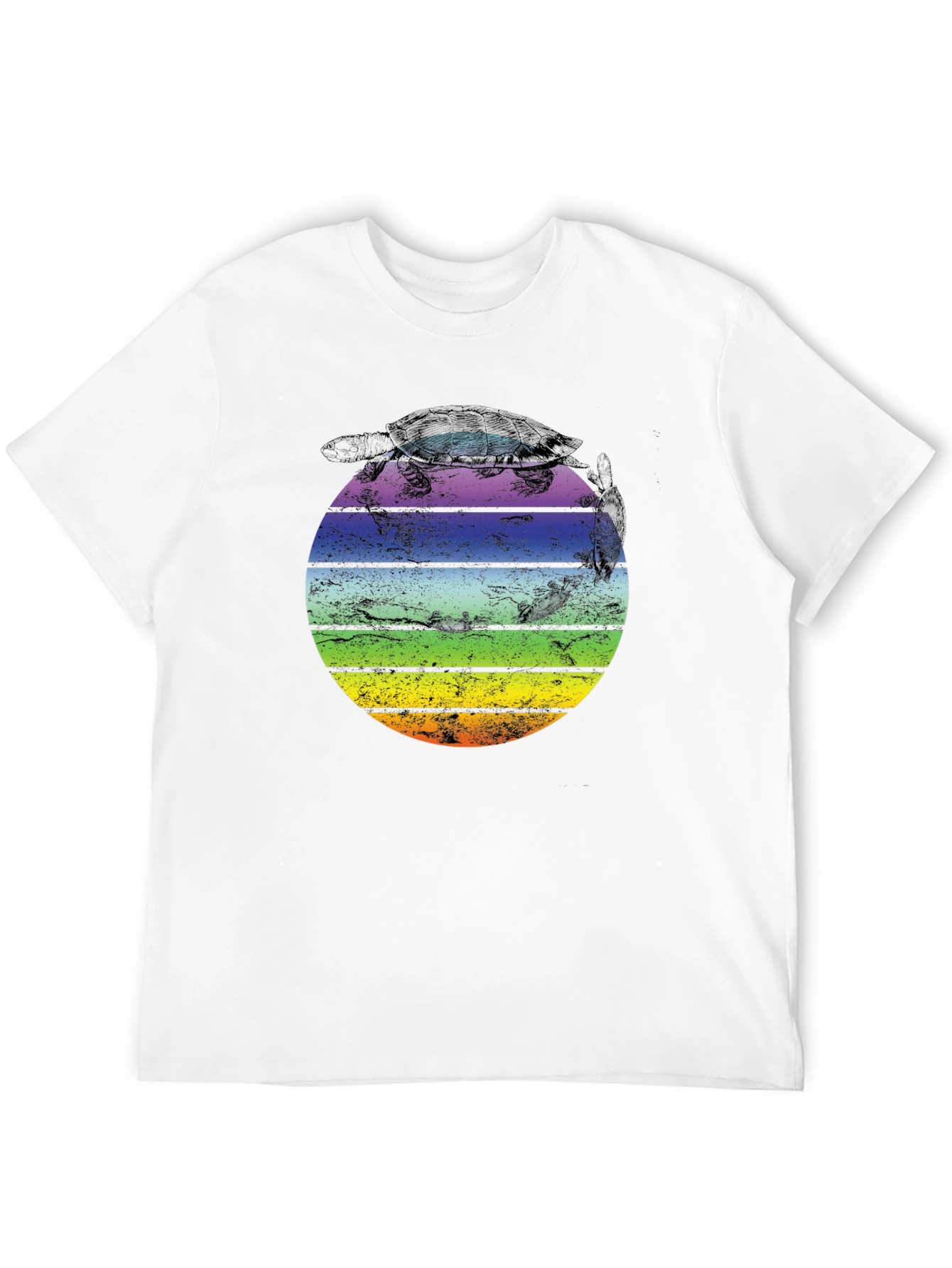 Retro Turtle Sunset Graphic T-Shirt - Unisex Black Tee