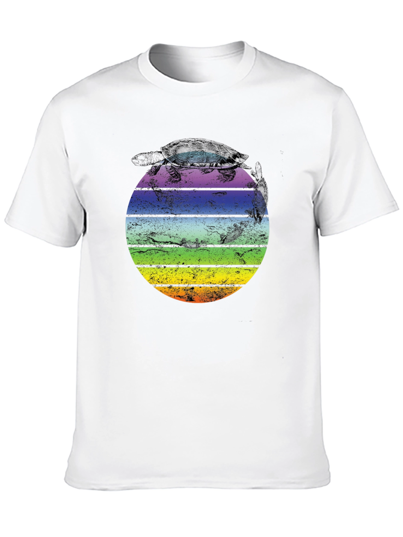 Retro Turtle Sunset Graphic T-Shirt - Unisex Black Tee