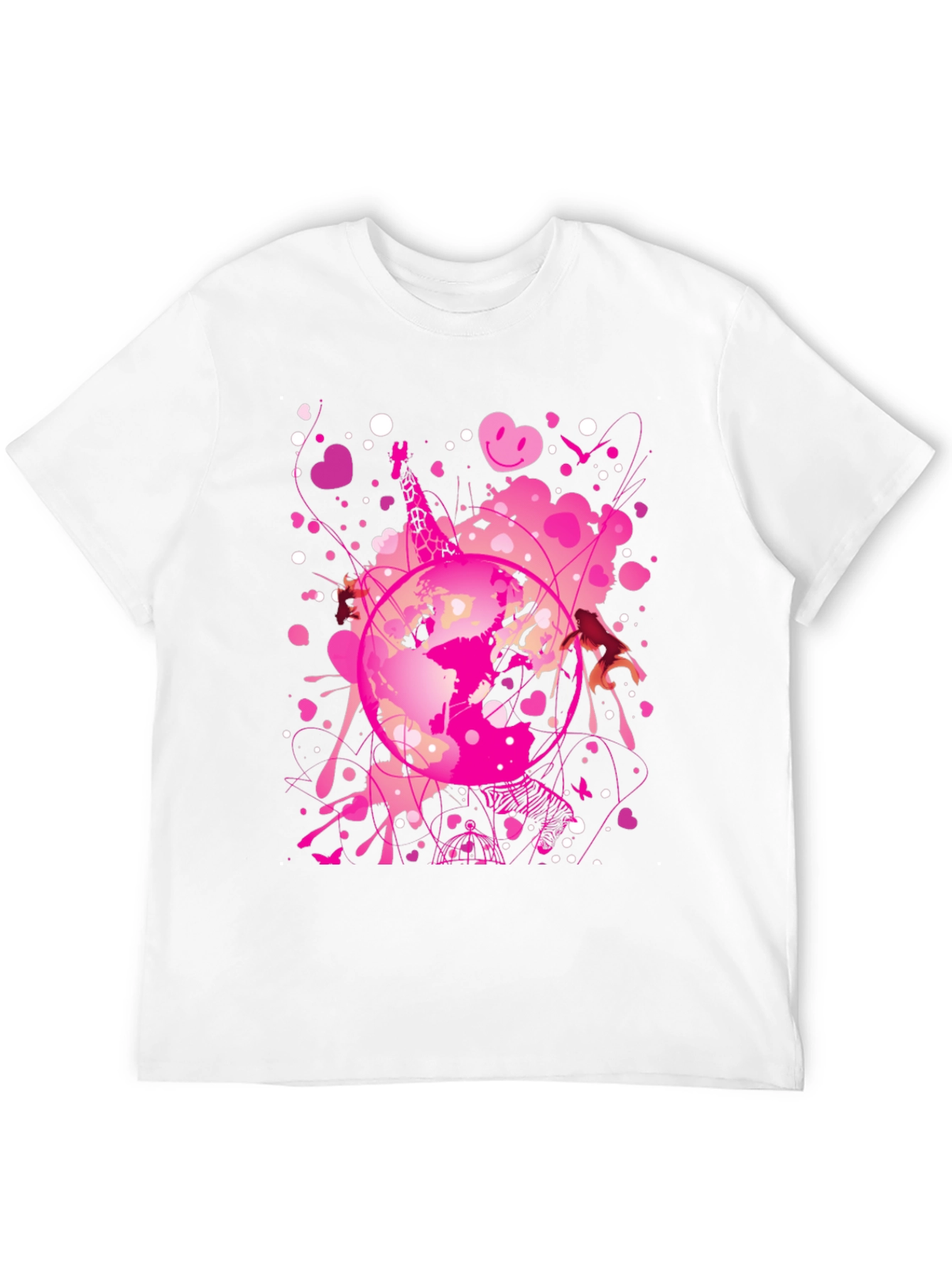 Globe Pink Splash Mens Black T-Shirt
