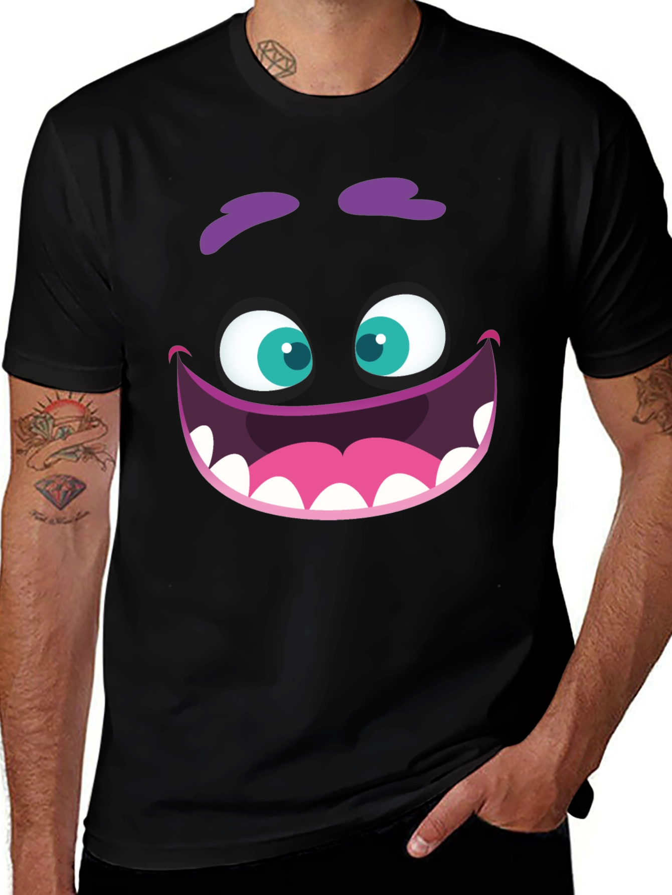 Monster Face Graphic Tee - Fun Cartoon Design