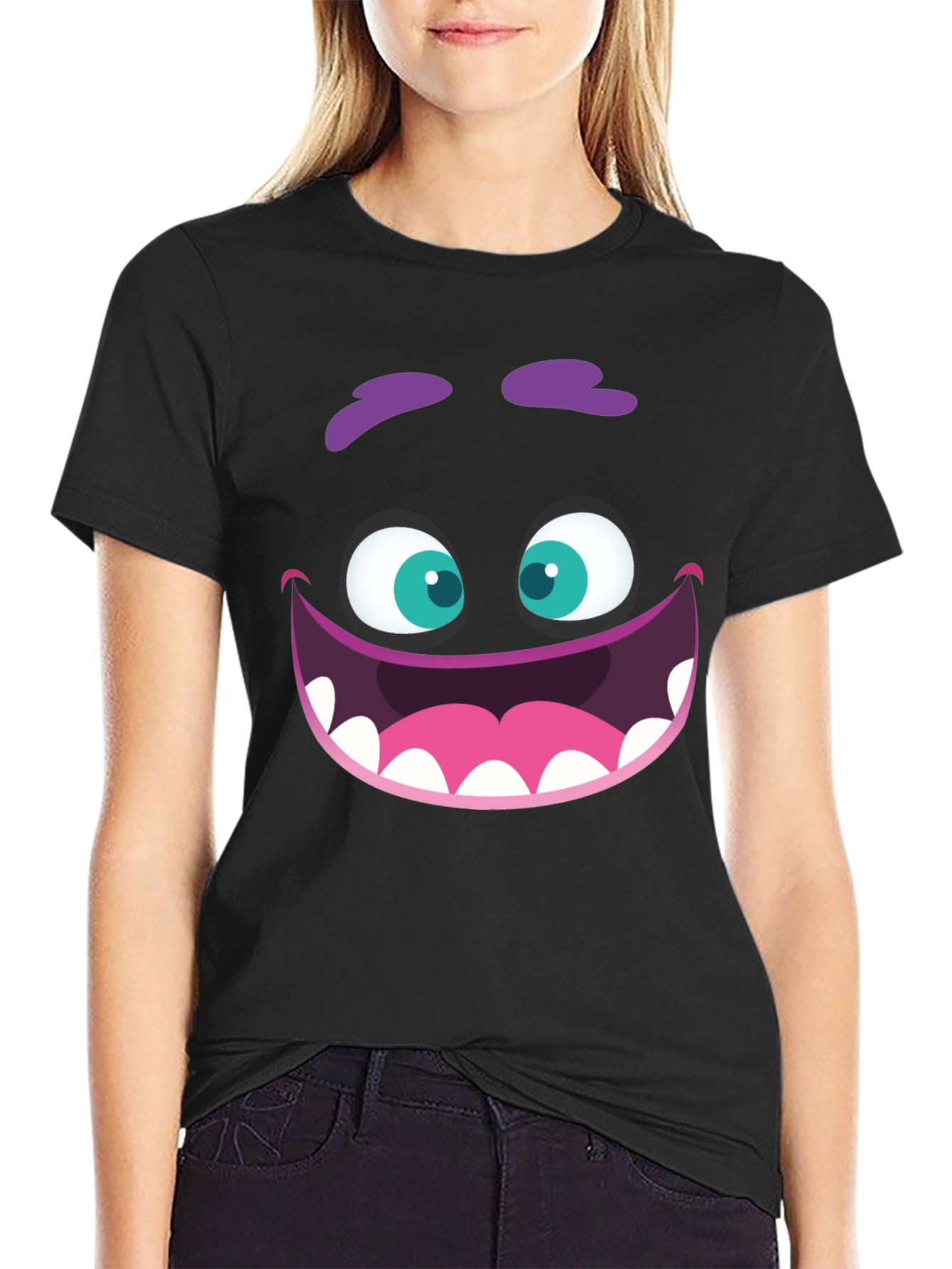 Monster Face Graphic Tee - Fun Cartoon Design