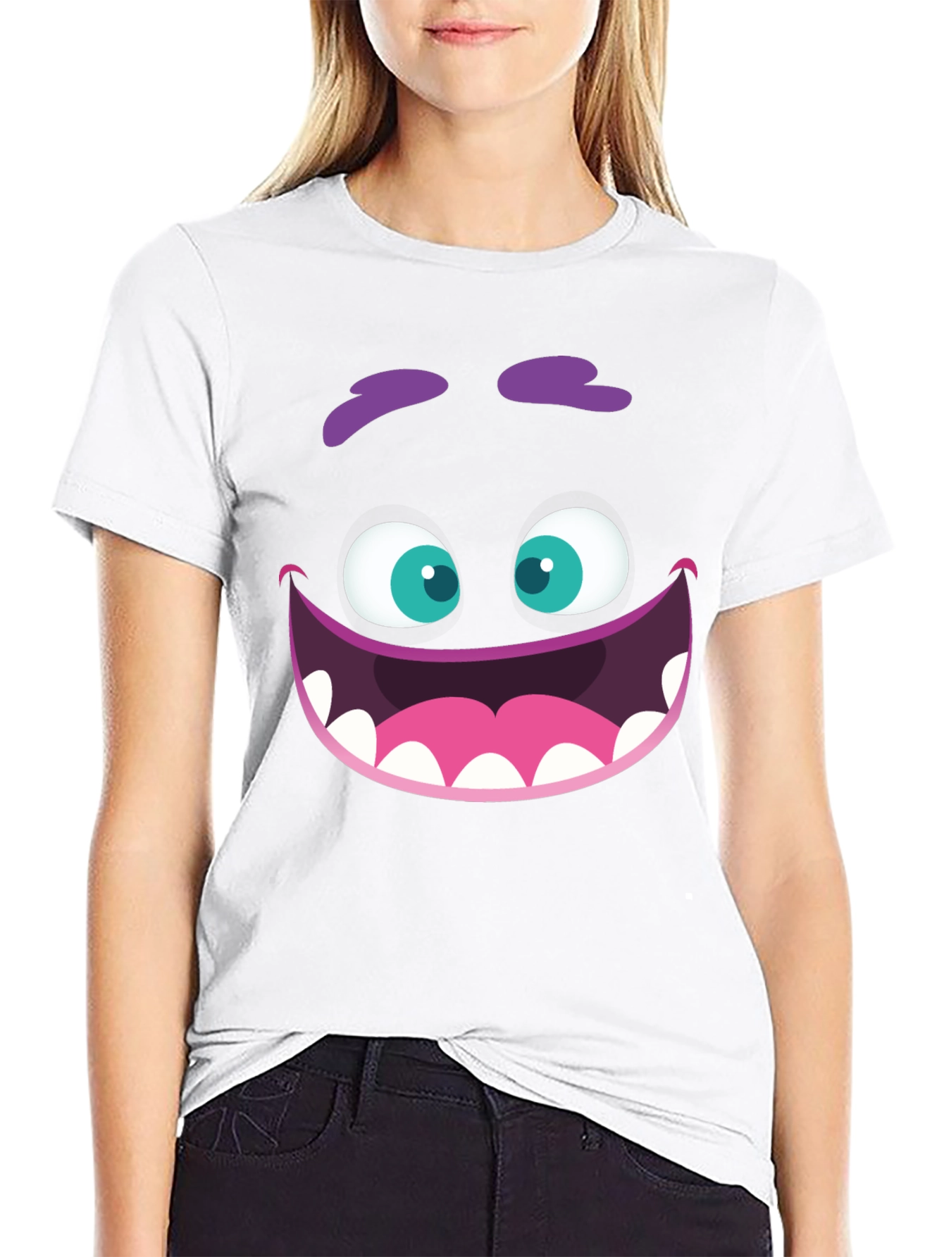 Monster Face Graphic Tee - Fun Cartoon Design