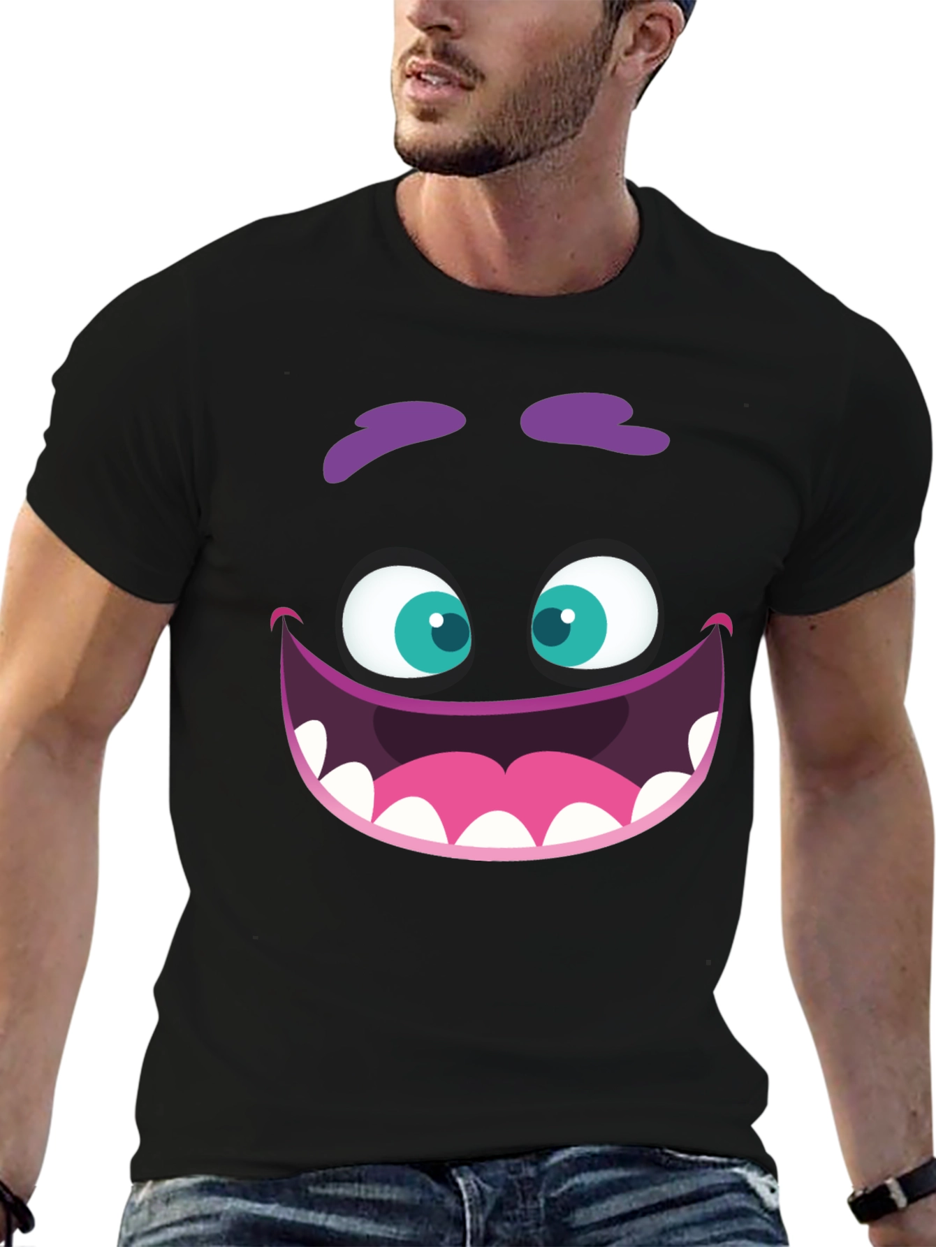 Monster Face Graphic Tee - Fun Cartoon Design