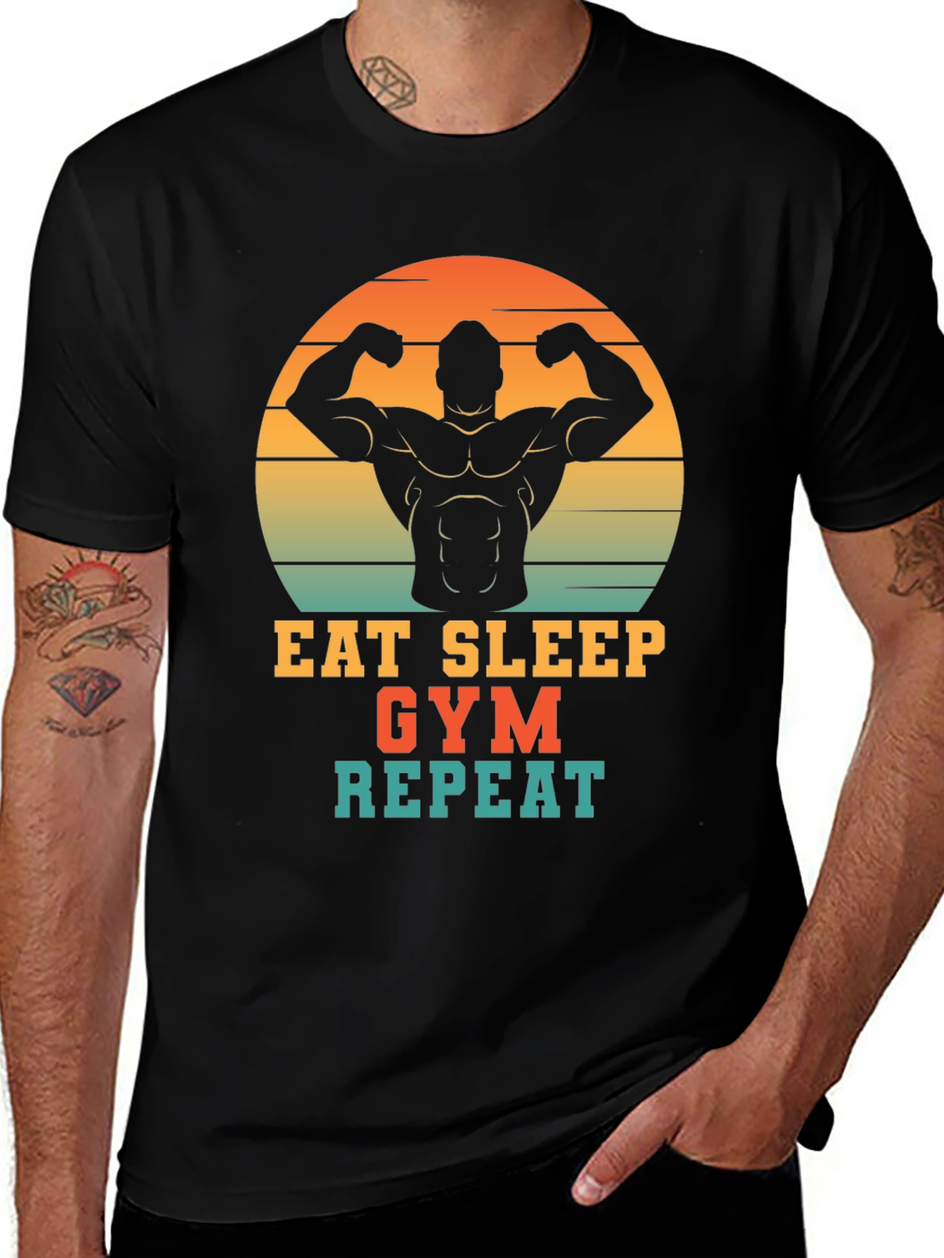 Eat Sleep Gym Repeat Mens Graphic T-Shirt