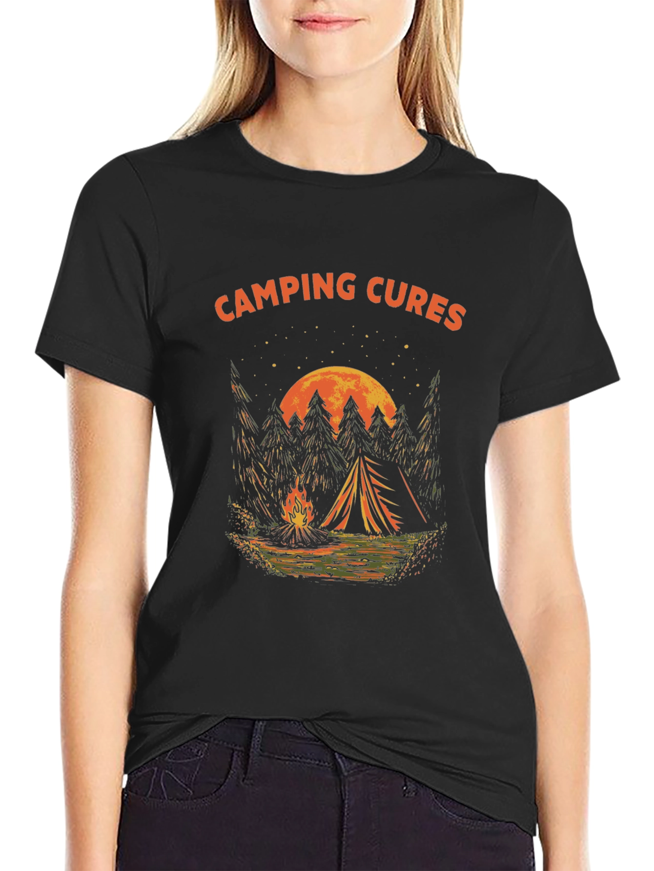 Camping Cures Graphic T-Shirt - Black