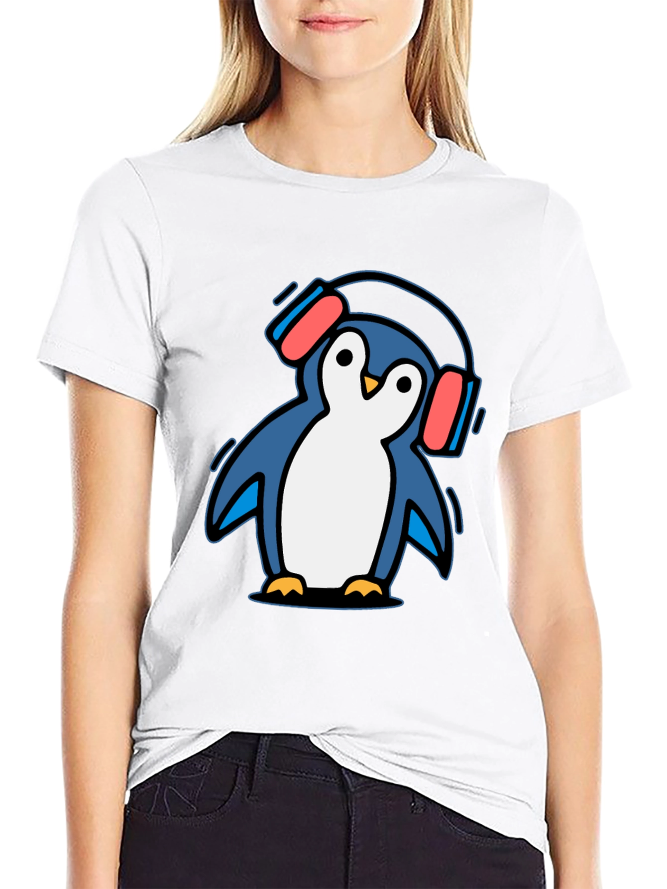 Penguin Headphone T-Shirt - Cool Graphic Tee