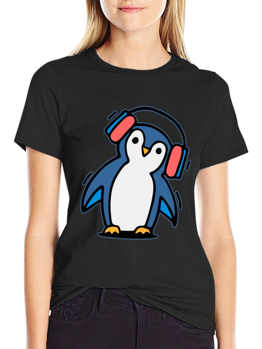 Penguin Headphone T-Shirt - Cool Graphic Tee