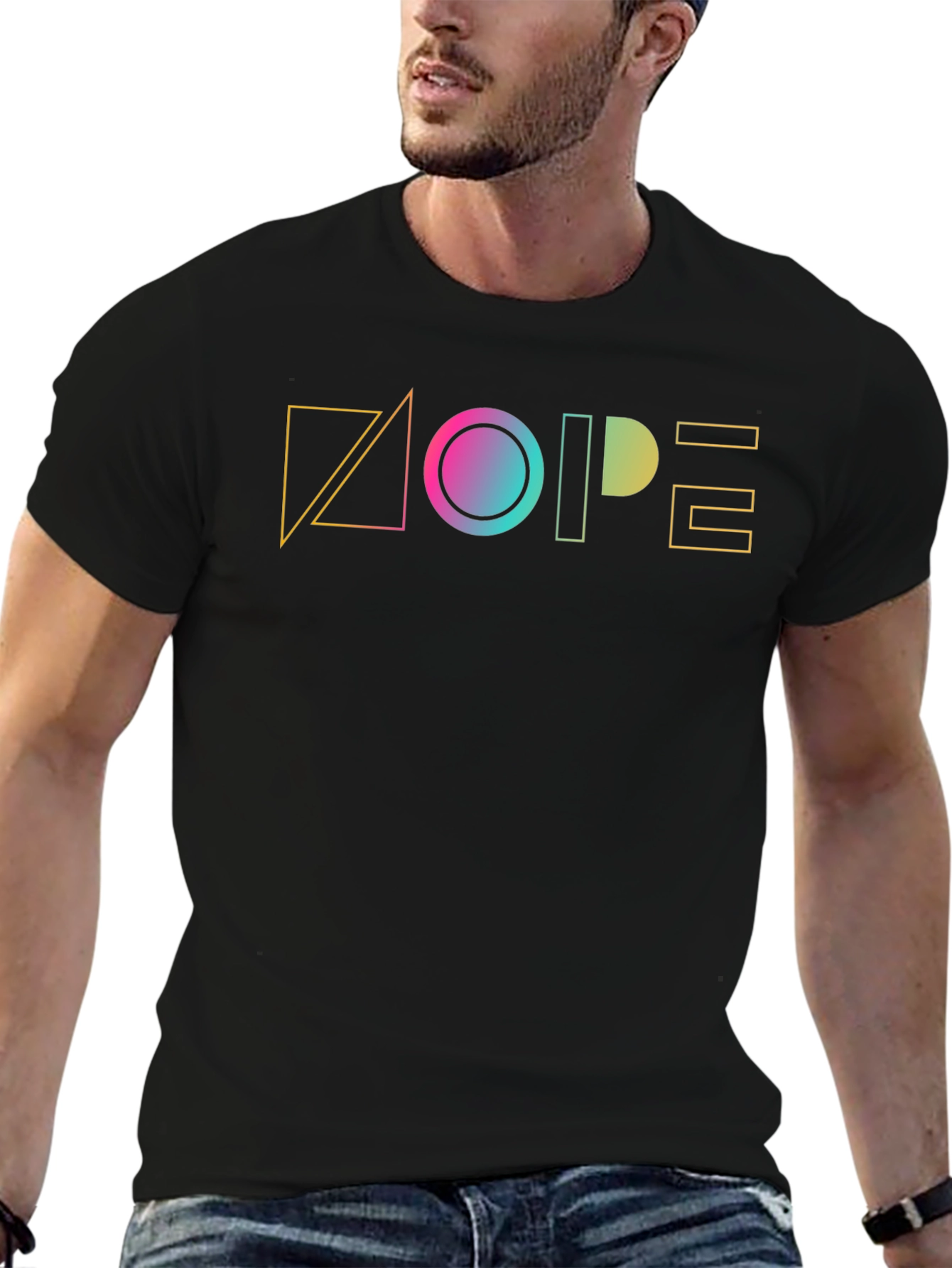 Geometric NOPE Graphic Tee - Modern Casual Style