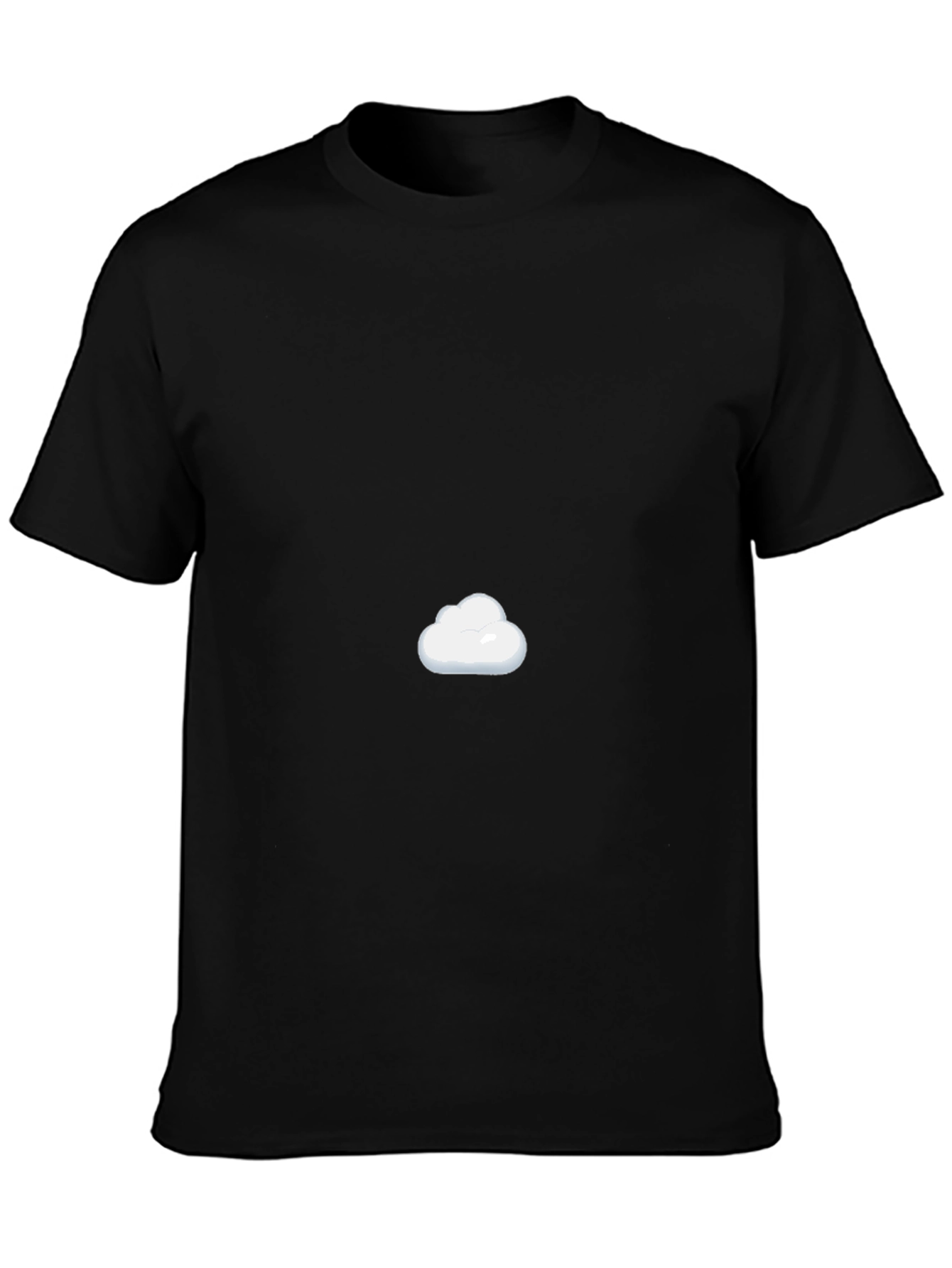 Mens Black Cotton T-Shirt with Cloud Design