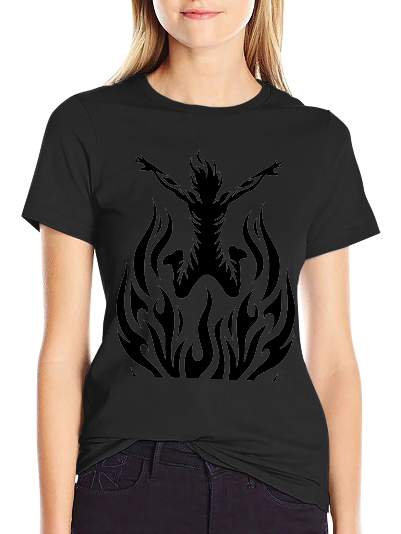 Fiery Leap Graphic Tee - Black Cotton Comfort
