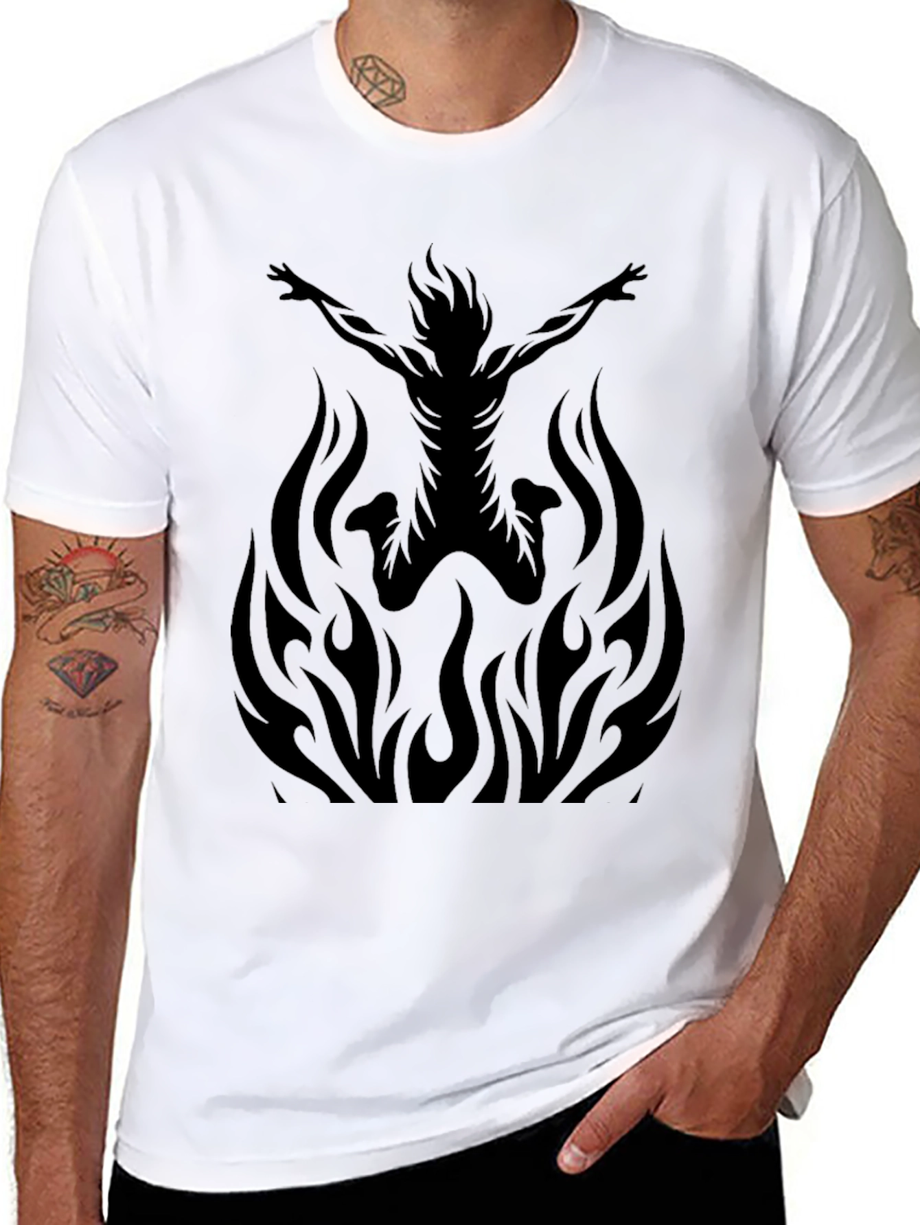 Fiery Leap Graphic Tee - Black Cotton Comfort