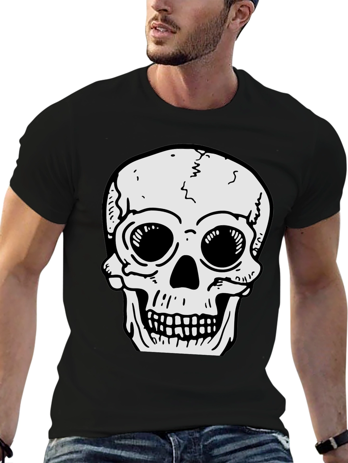 Skull Graphic Tee - Mens Black Cotton T-Shirt