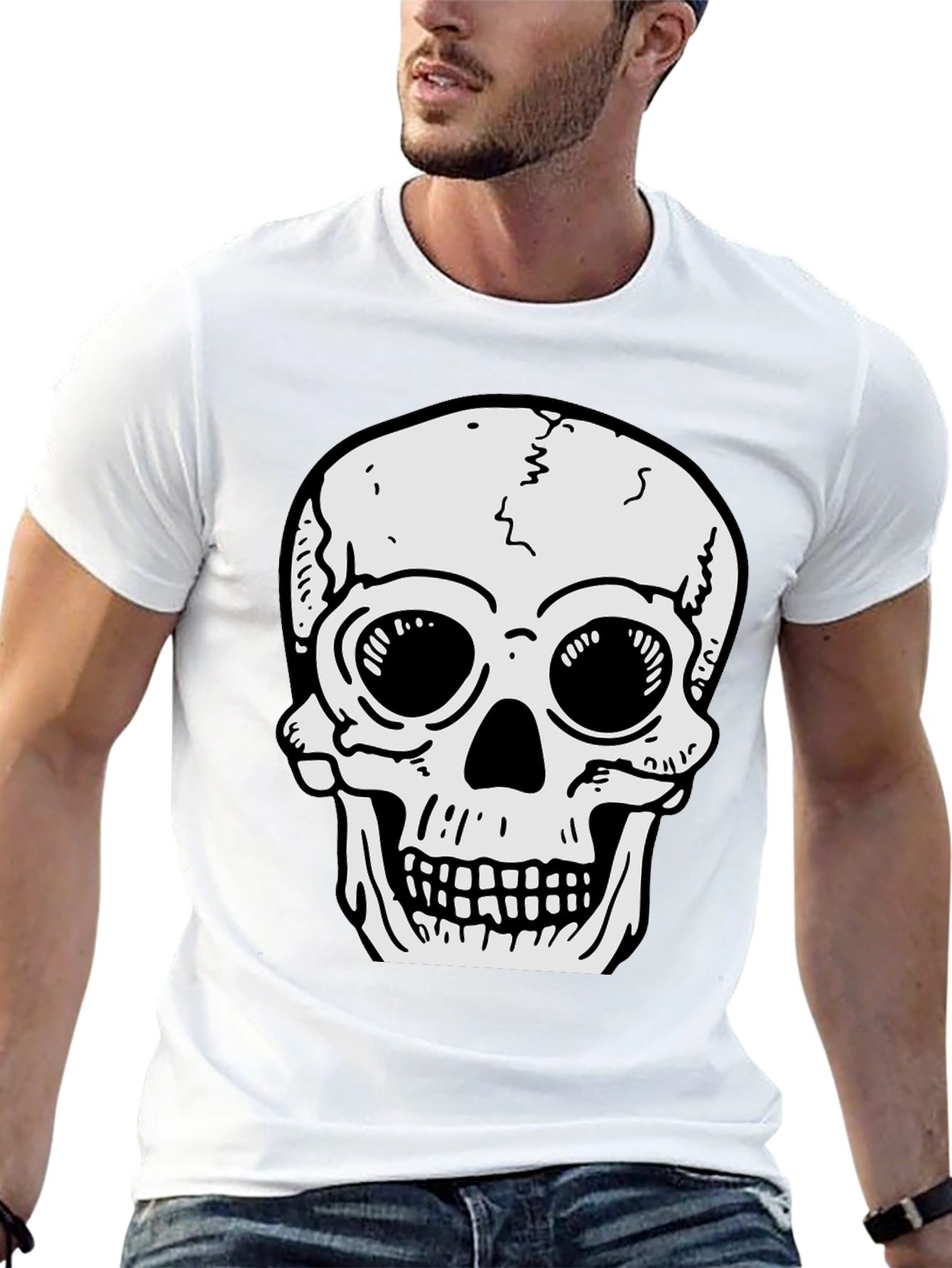 Skull Graphic Tee - Mens Black Cotton T-Shirt
