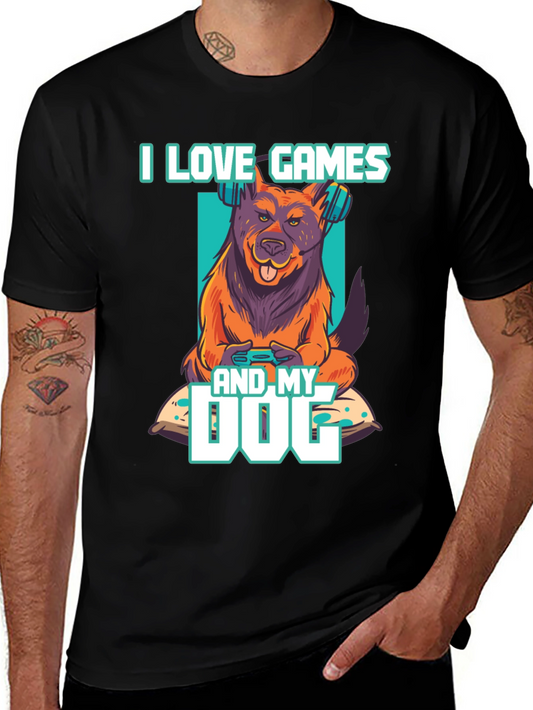 Gamer Dog Graphic Tee - I Love Games and My Dog T-Shirt