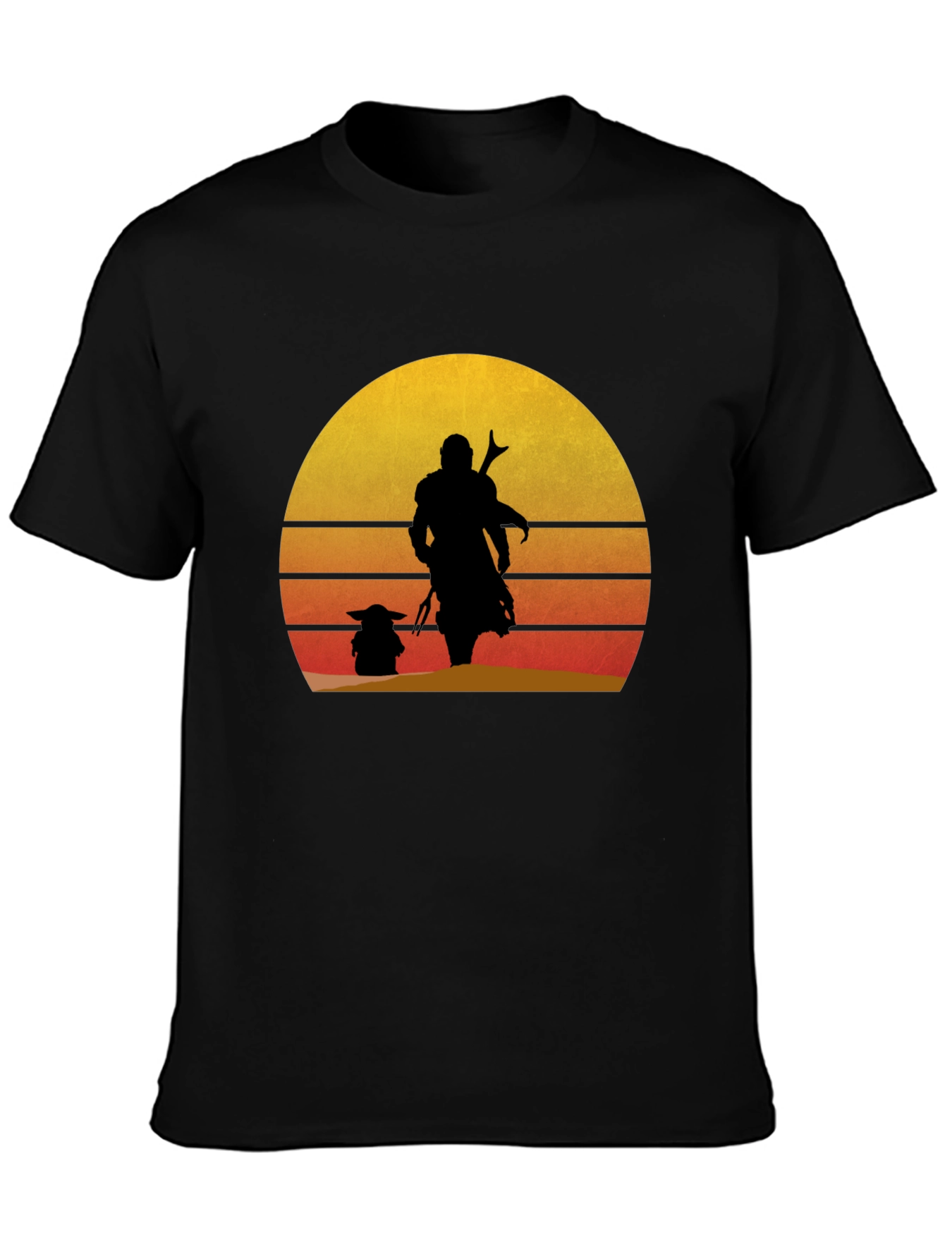 Mando & Grogu Sunset Graphic Tee - Black