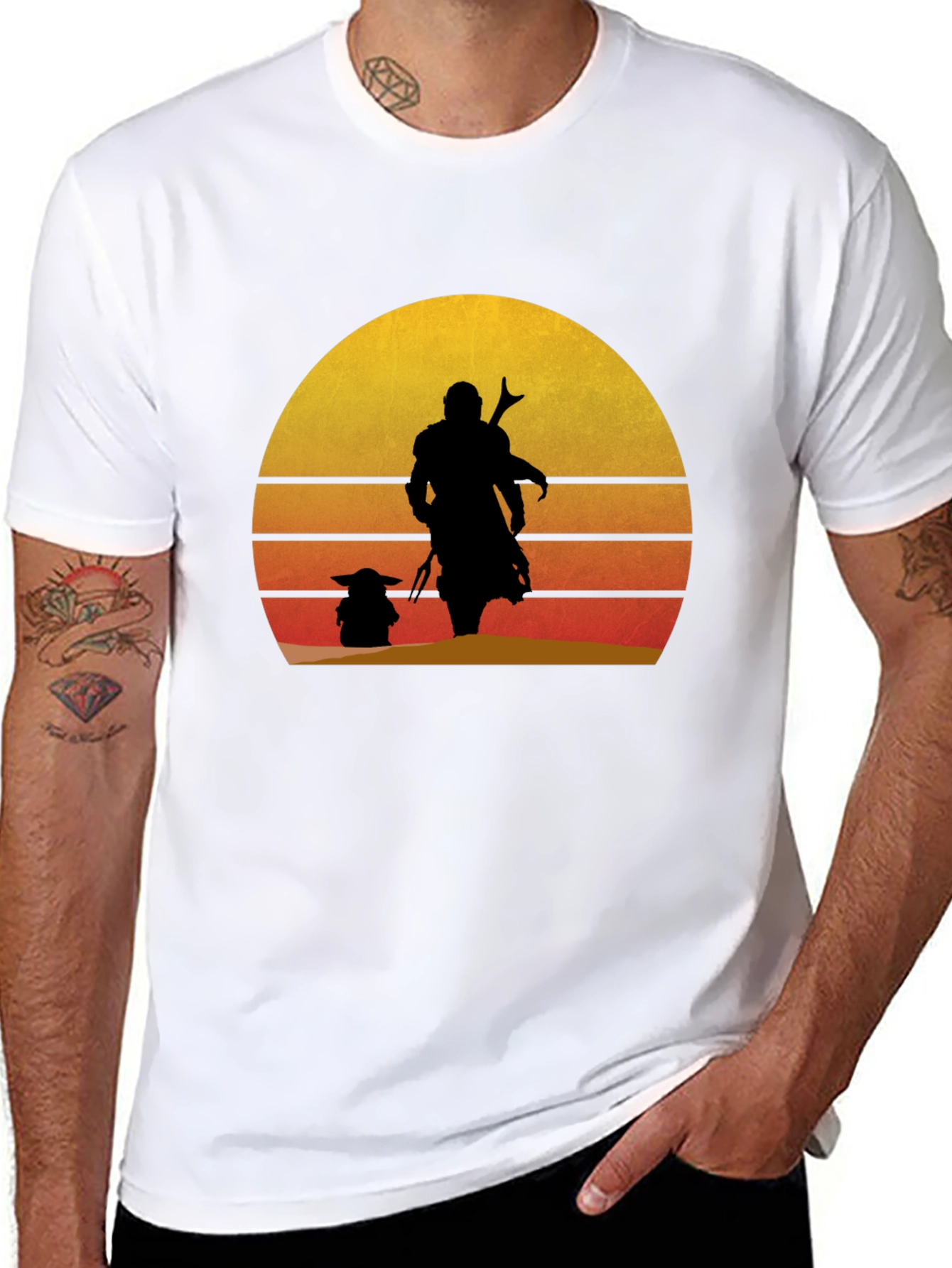 Mando & Grogu Sunset Graphic Tee - Black