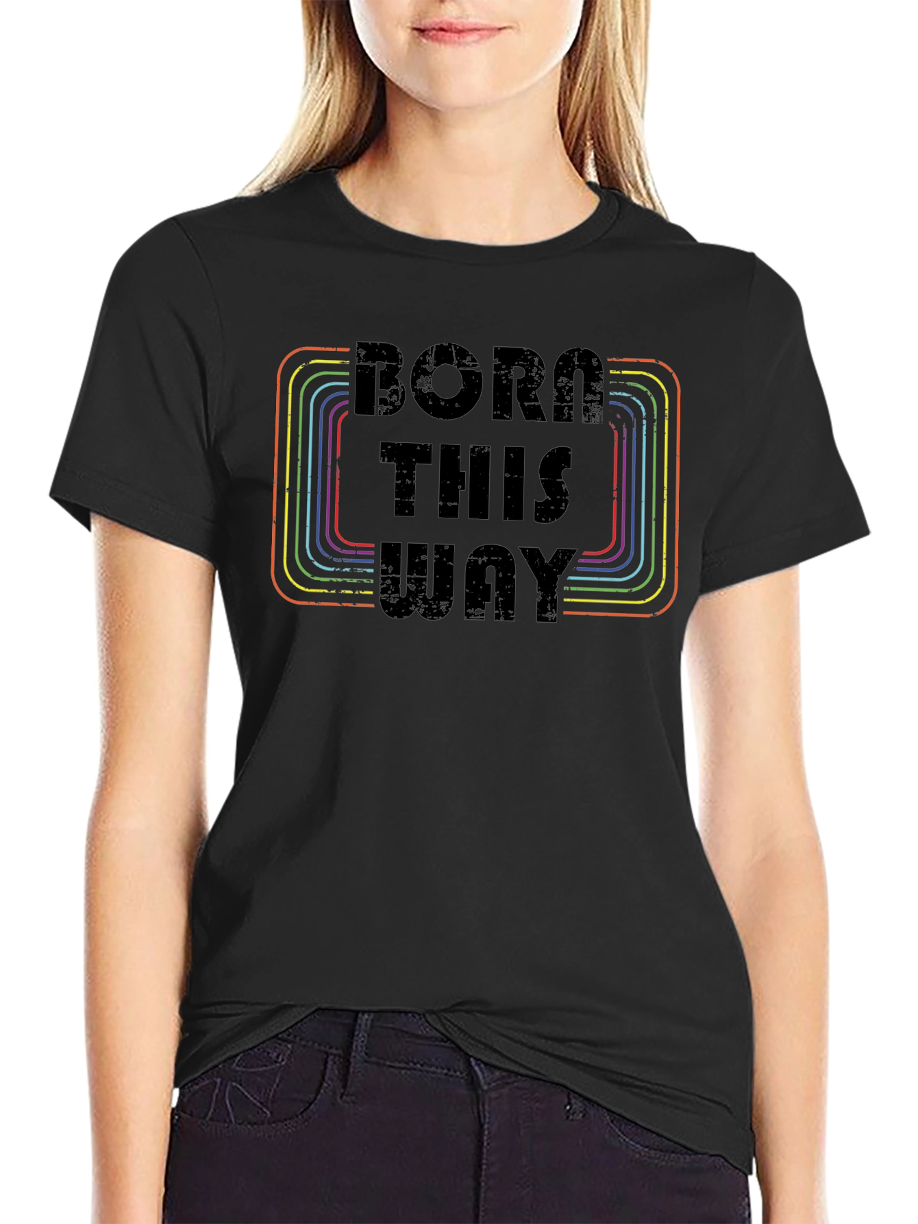 Born This Way Retro Rainbow Graphic Tee