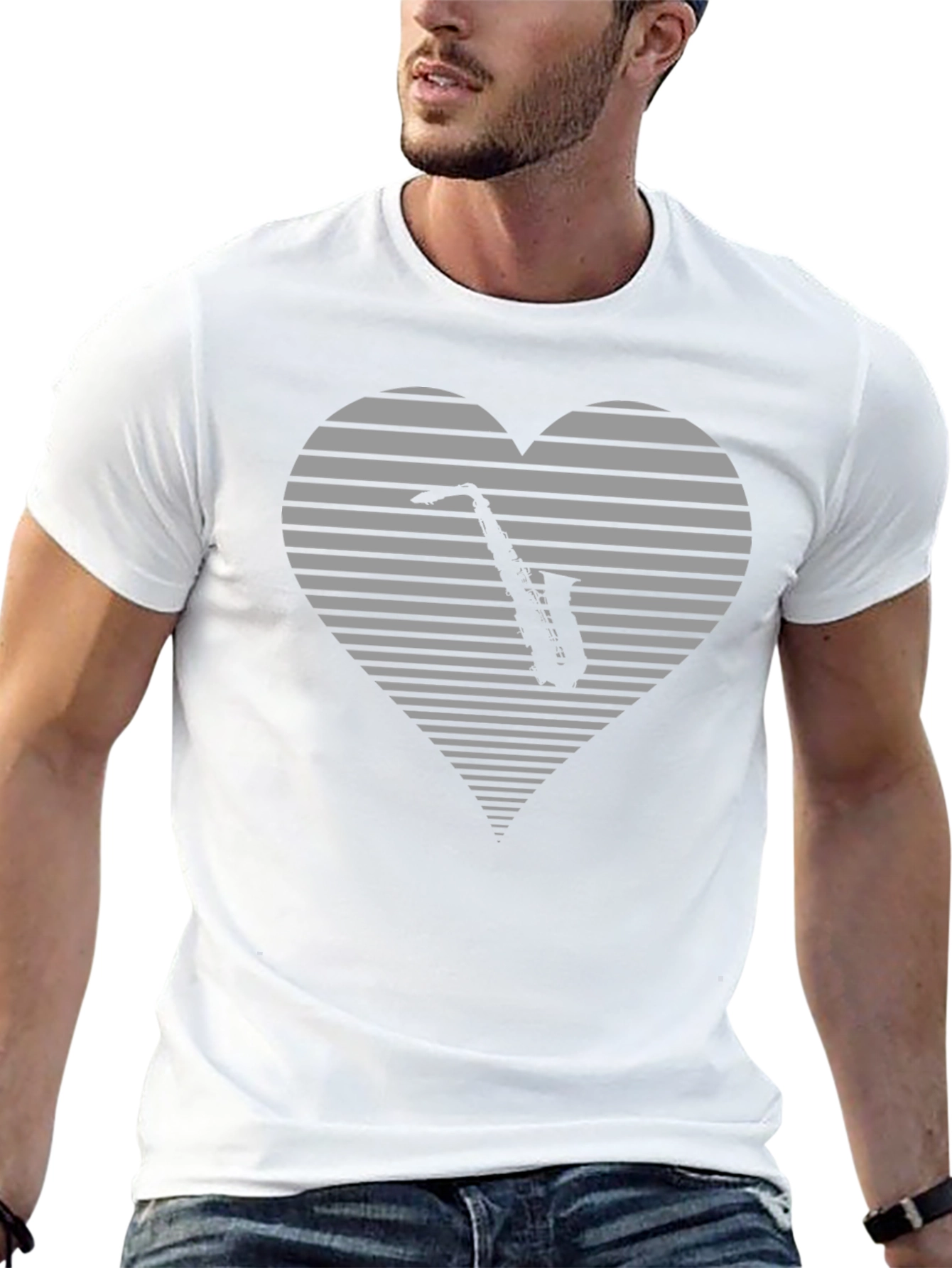 Saxophone Heart T-Shirt - Music Lover Tee
