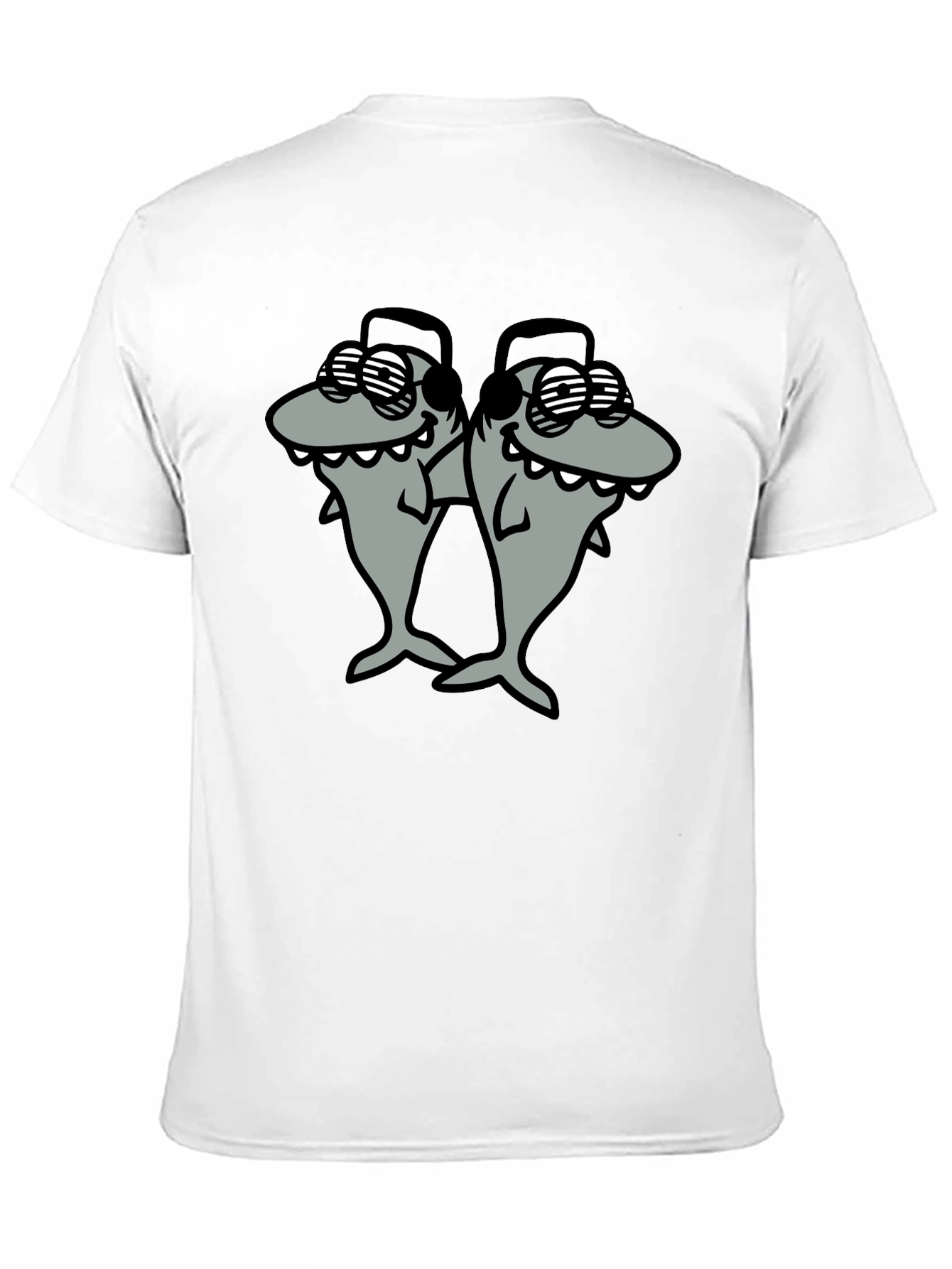 Shark DJ Black T-Shirt - Cool Cartoon Graphic Tee