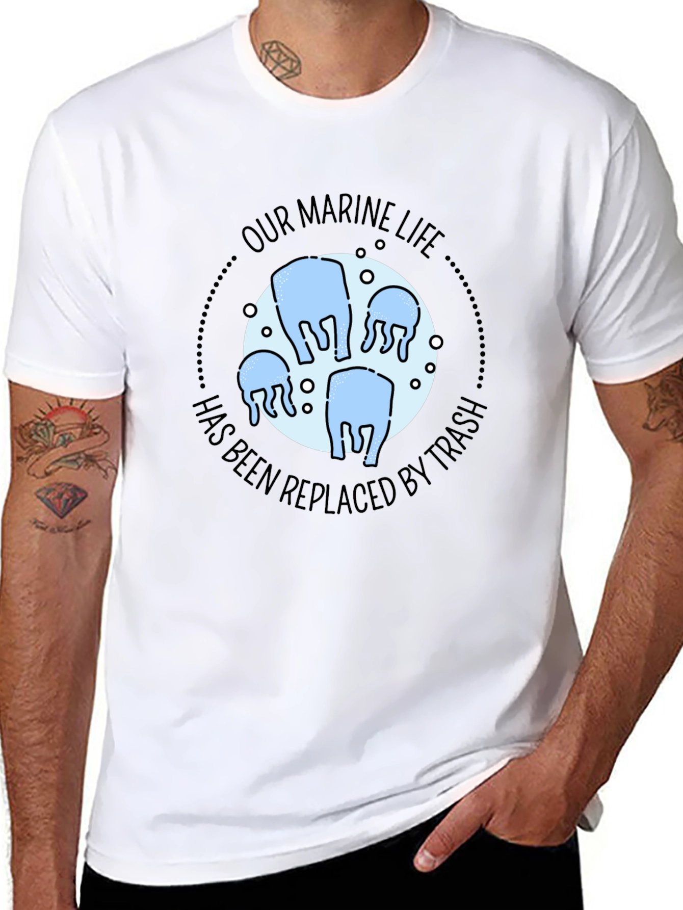 Marine Life Trash T-Shirt - Ocean Conservation Tee