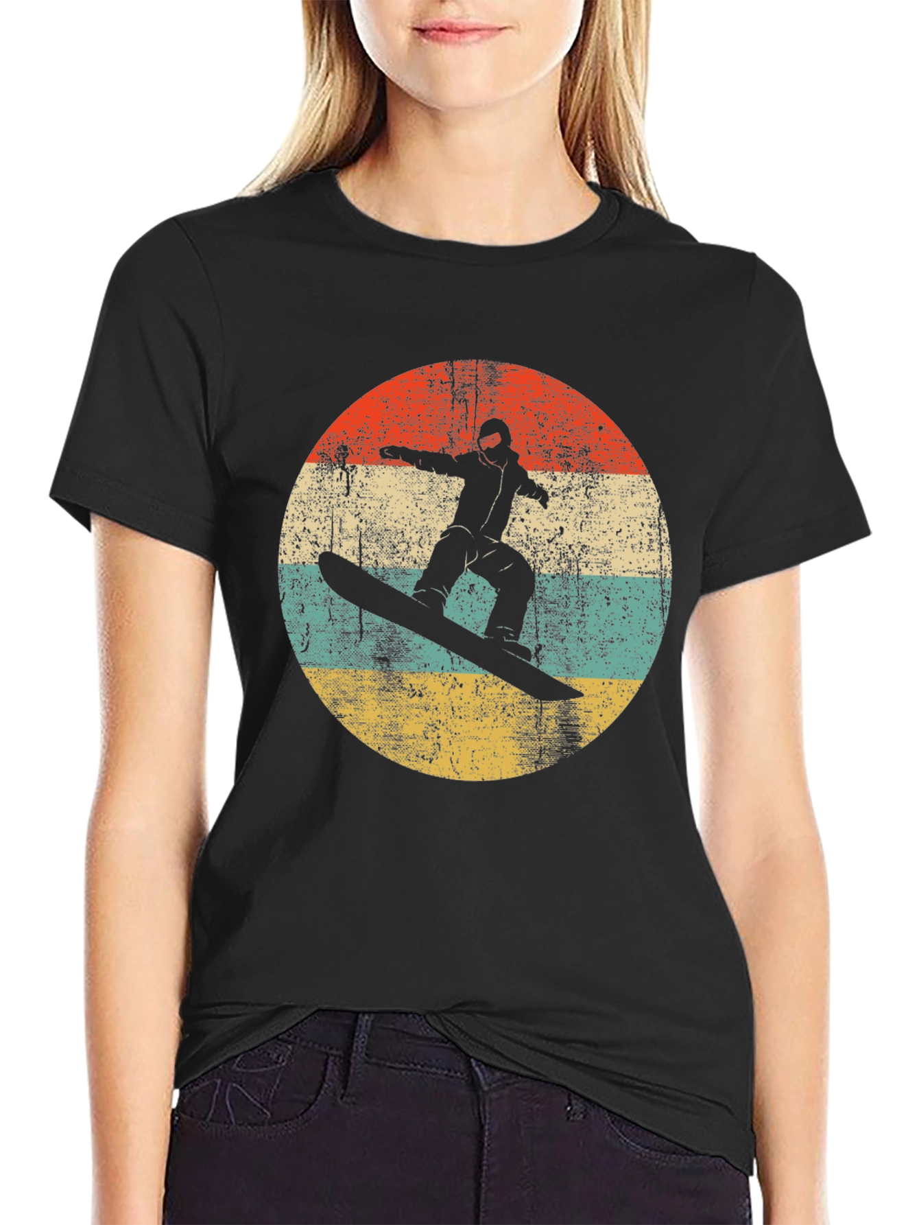 Retro Snowboarder Graphic Tee - Black