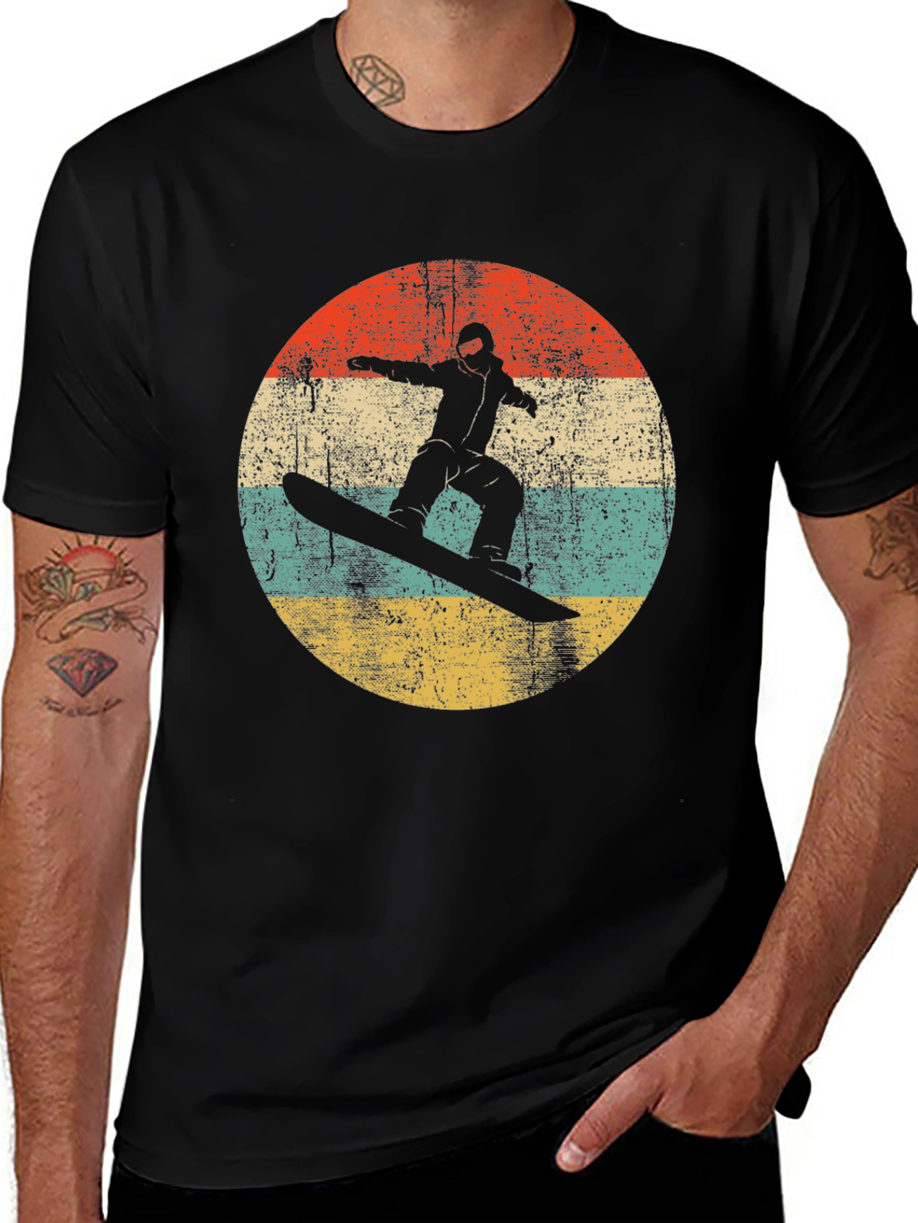 Retro Snowboarder Graphic Tee - Black