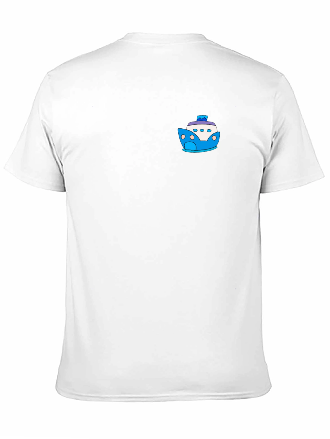 Black T-Shirt with Cartoon Boat Graphic