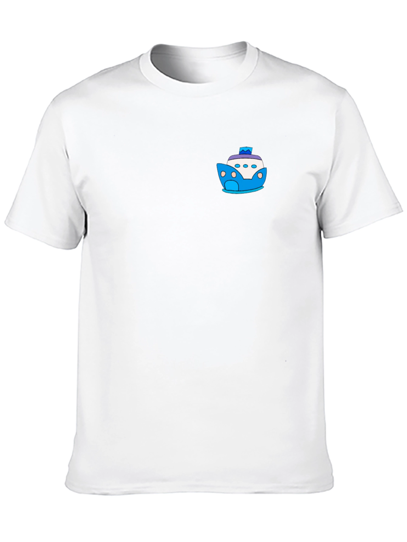 Black T-Shirt with Cartoon Boat Graphic