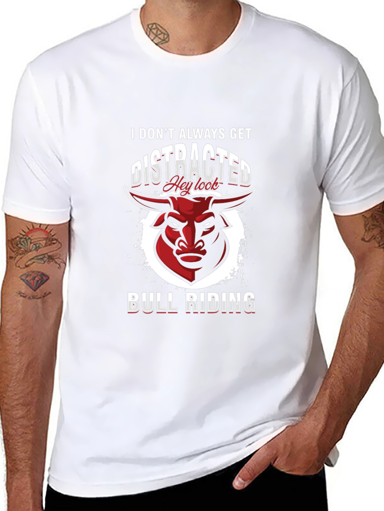 Bull Riding T-Shirt - Distracted Funny Tee