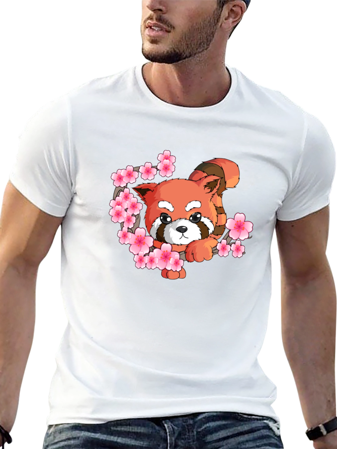 Cute Red Panda Blossom Graphic Tee
