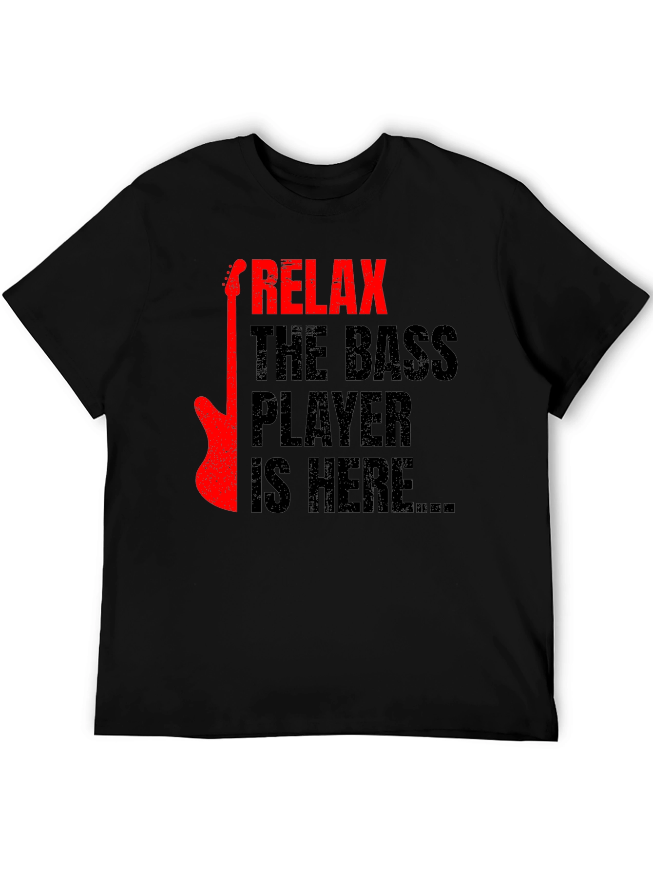 Relax Bass Player Graphic Tee - Black Cotton T-Shirt