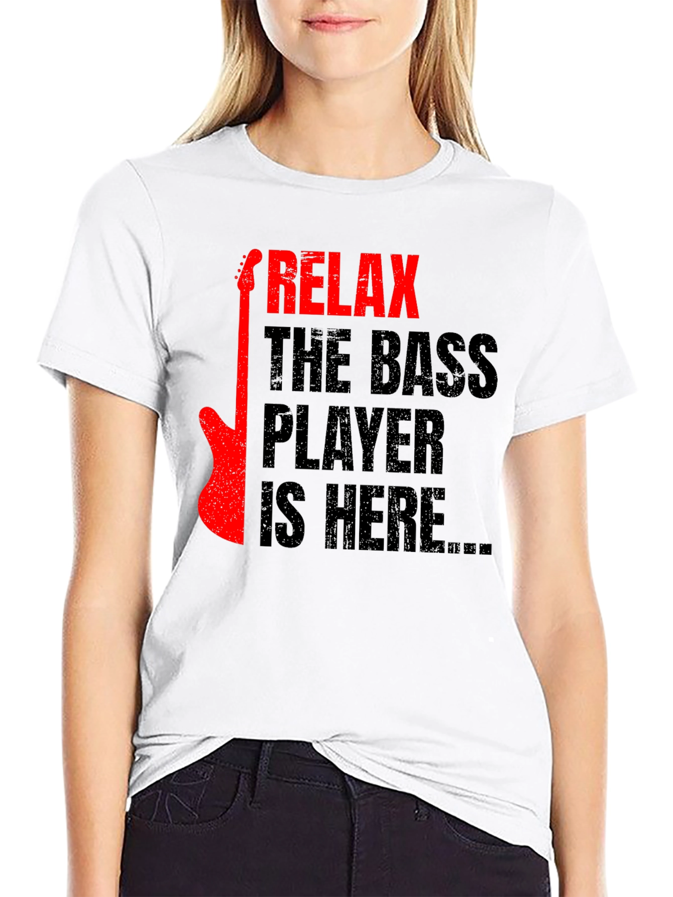 Relax Bass Player Graphic Tee - Black Cotton T-Shirt