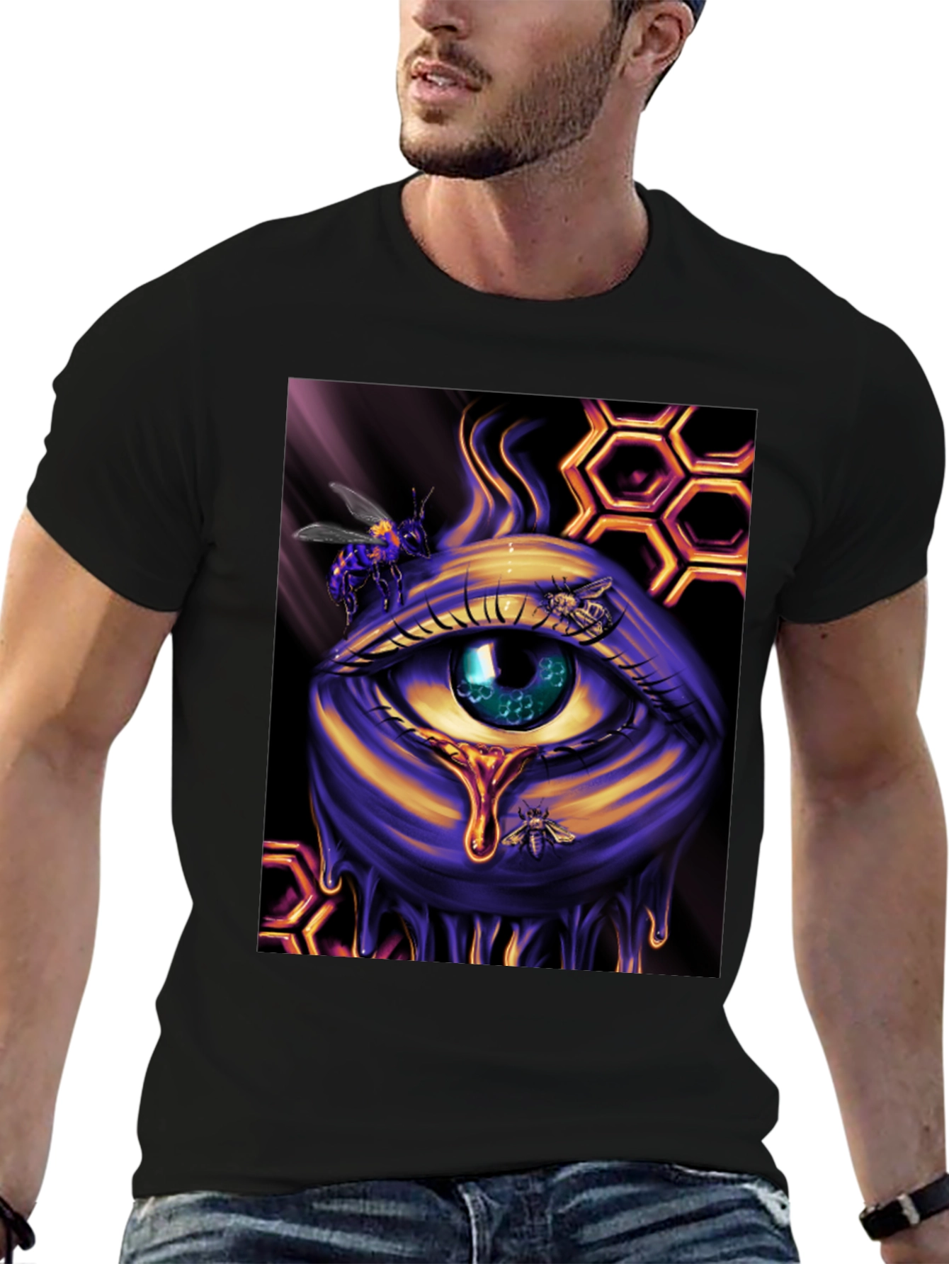 Surreal Honey Bee Eye Graphic T-Shirt