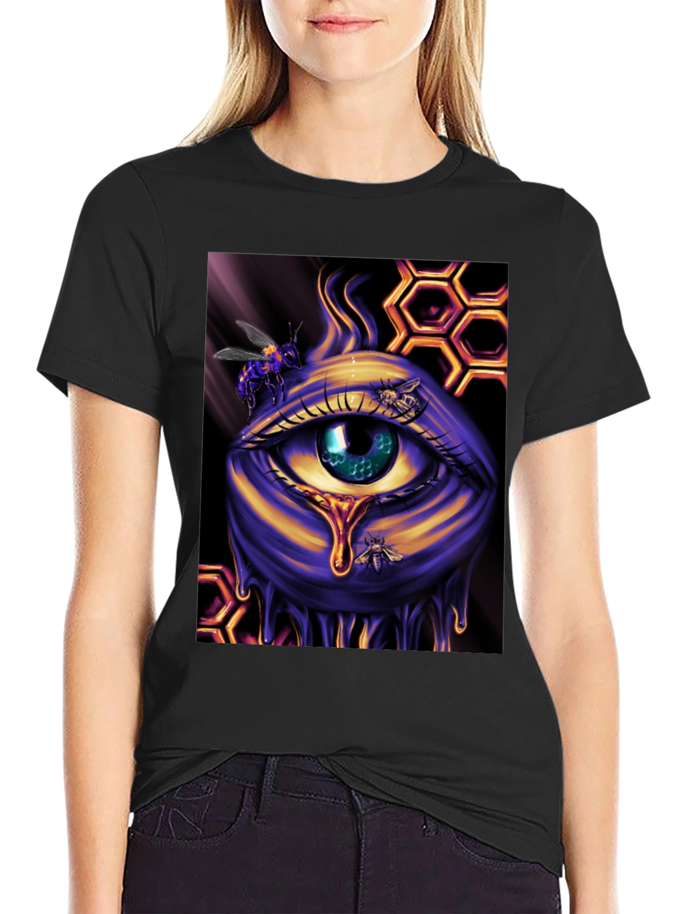 Surreal Honey Bee Eye Graphic T-Shirt
