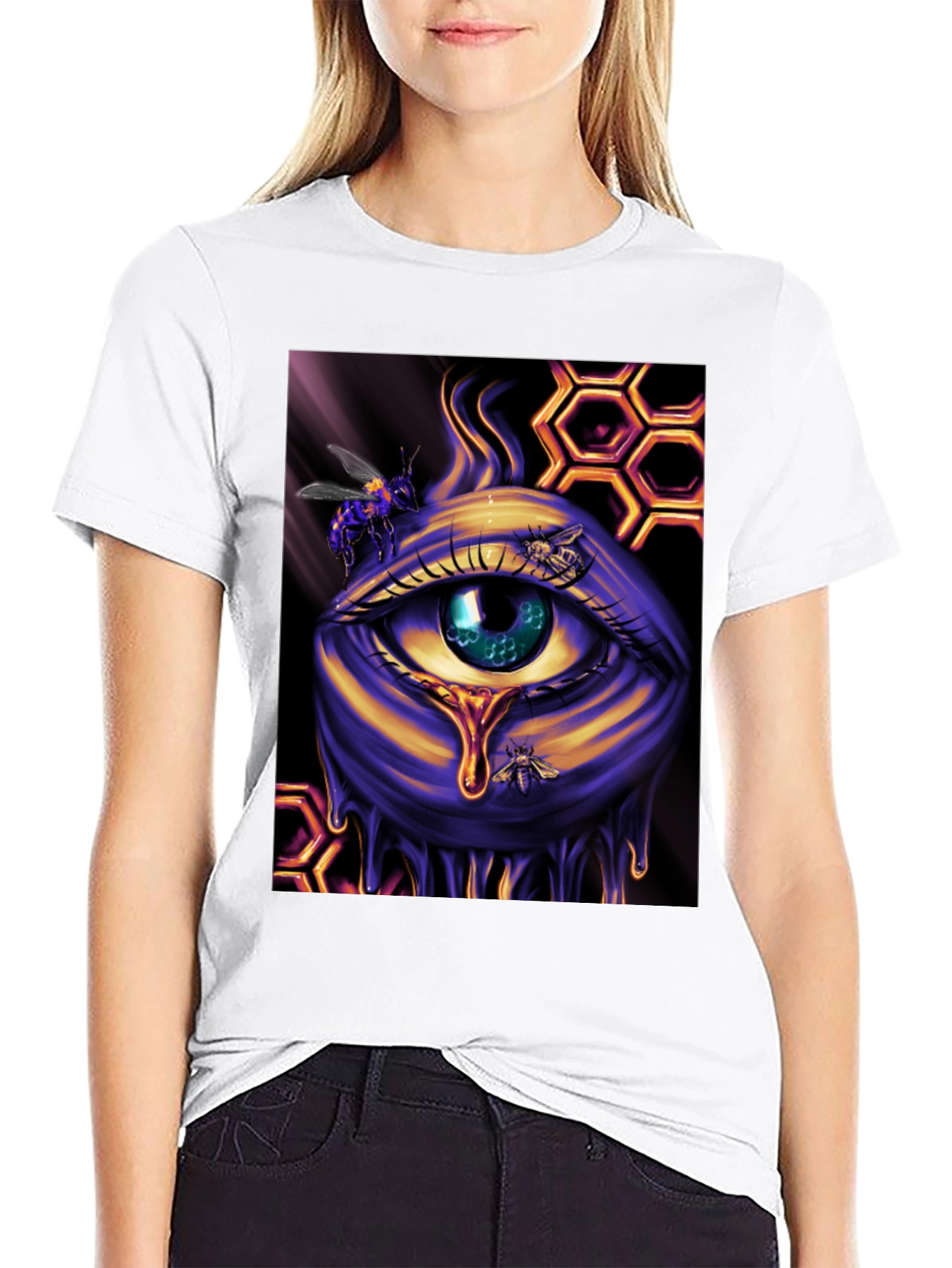 Surreal Honey Bee Eye Graphic T-Shirt