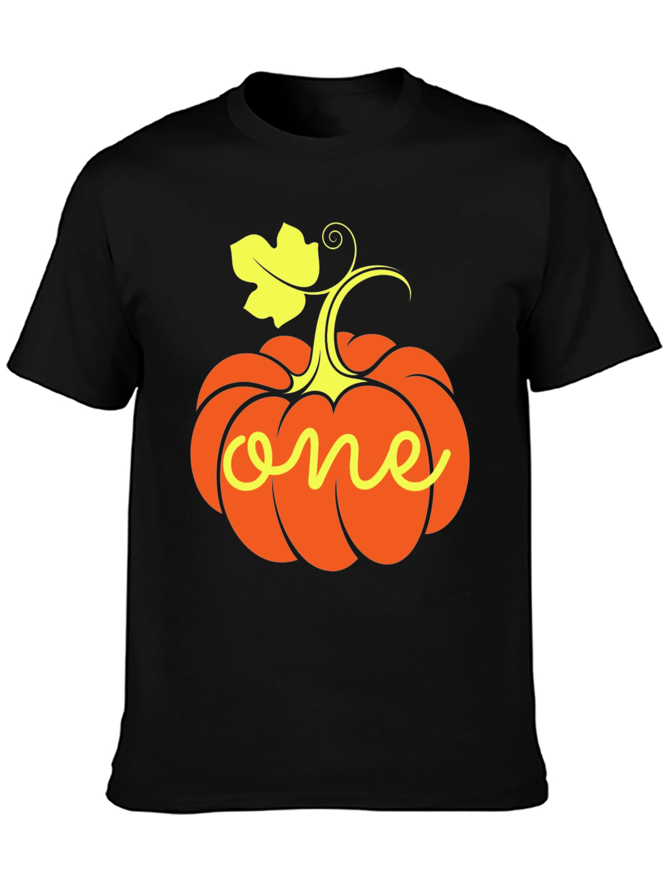 One Pumpkin Halloween Black T-Shirt