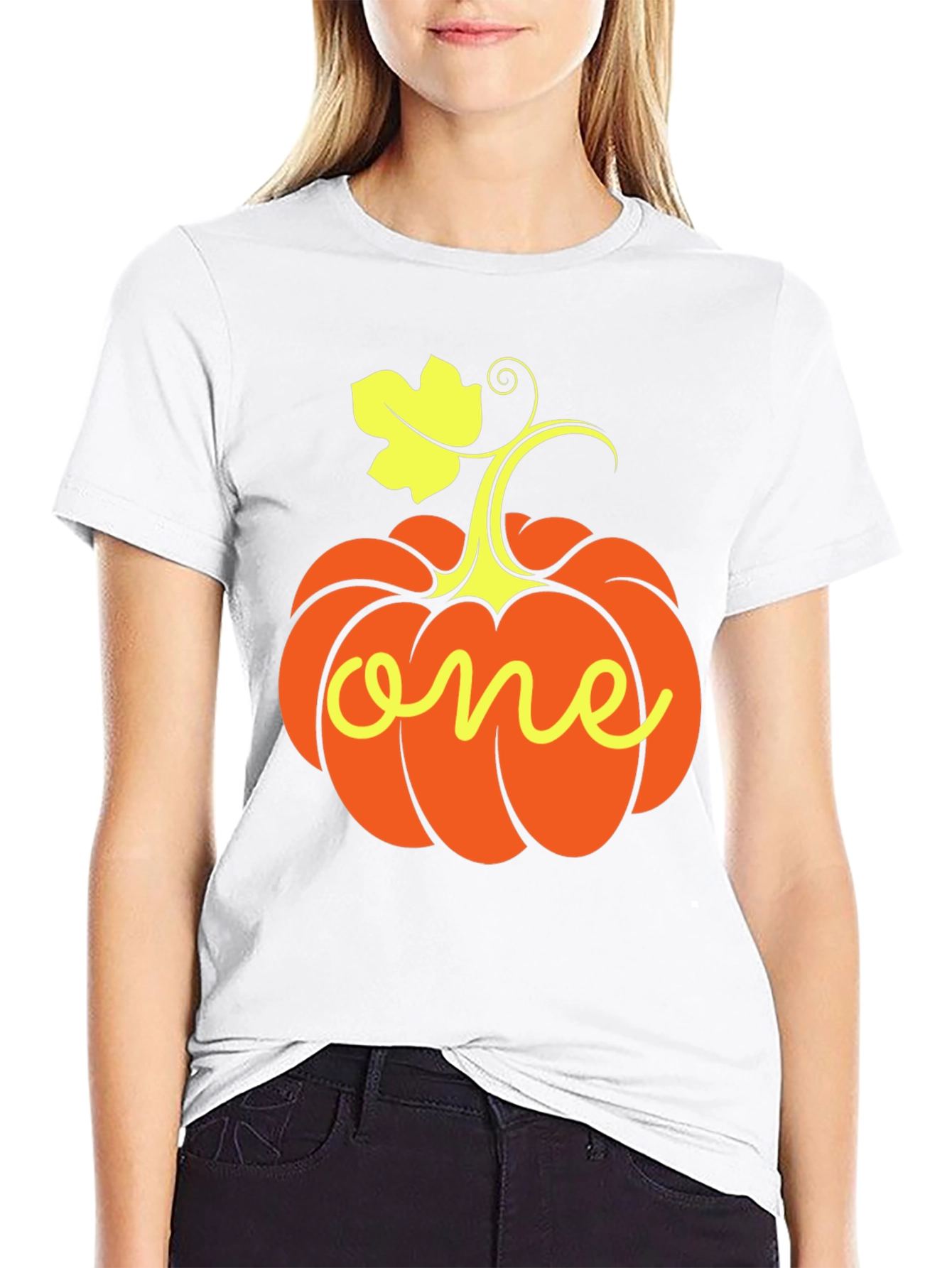 One Pumpkin Halloween Black T-Shirt