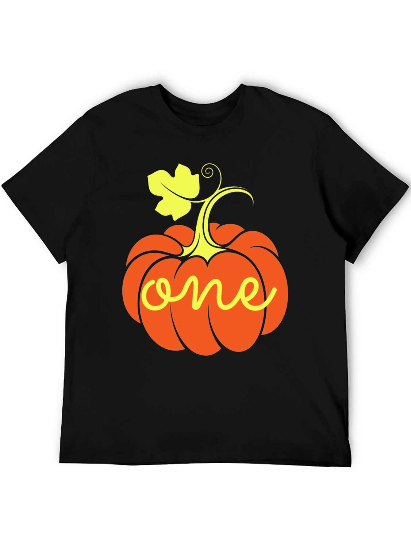 One Pumpkin Halloween Black T-Shirt