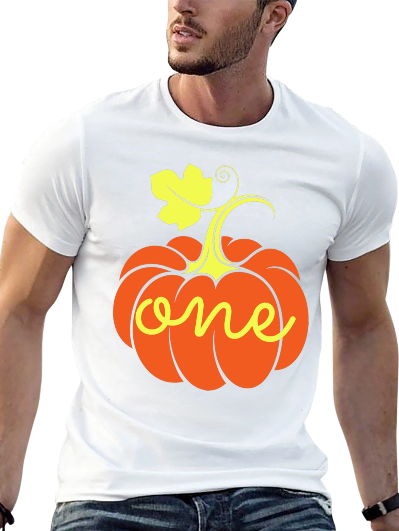 One Pumpkin Halloween Black T-Shirt