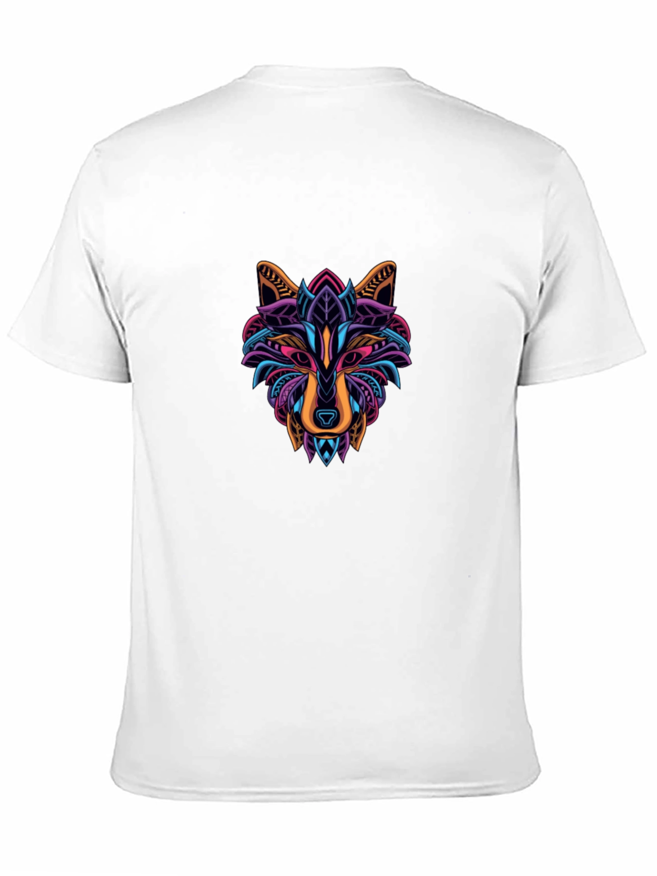 Abstract Geometric Wolf Graphic Tee - Black