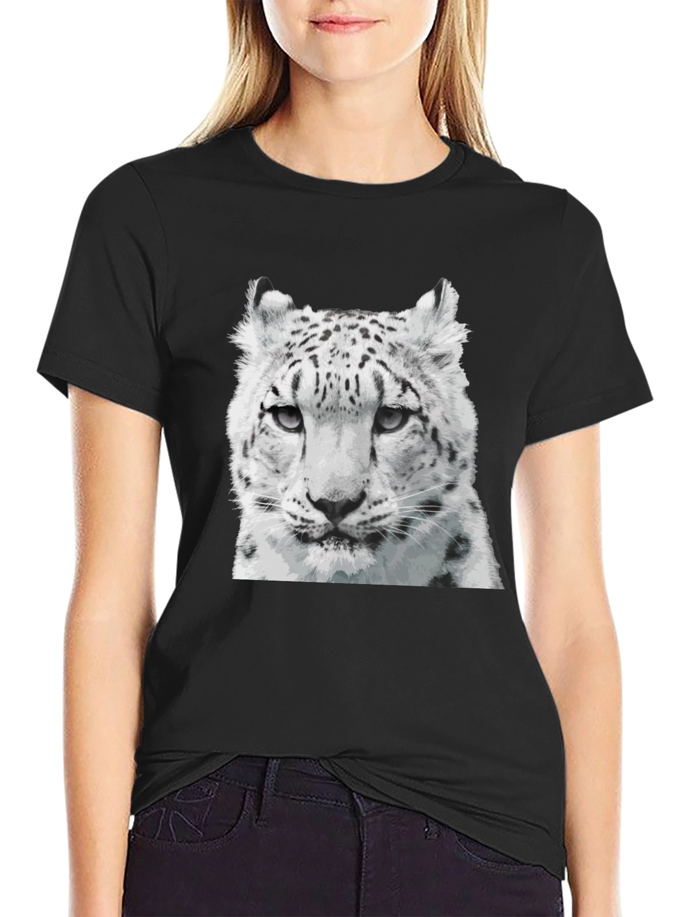 Snow Leopard Graphic Tee - Cool Cat Shirt