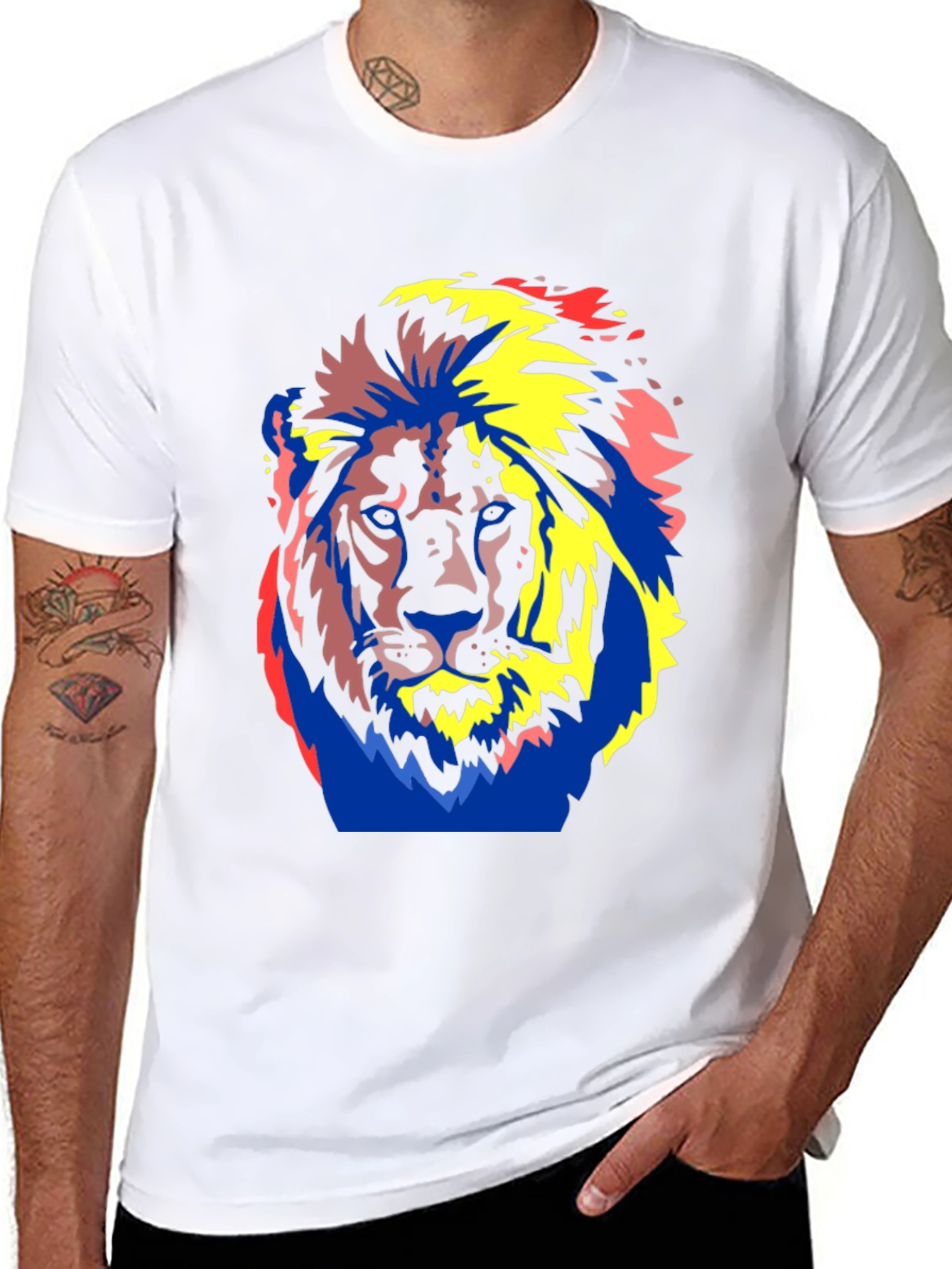 Bold Lion Graphic Tee - Black Cotton T-Shirt